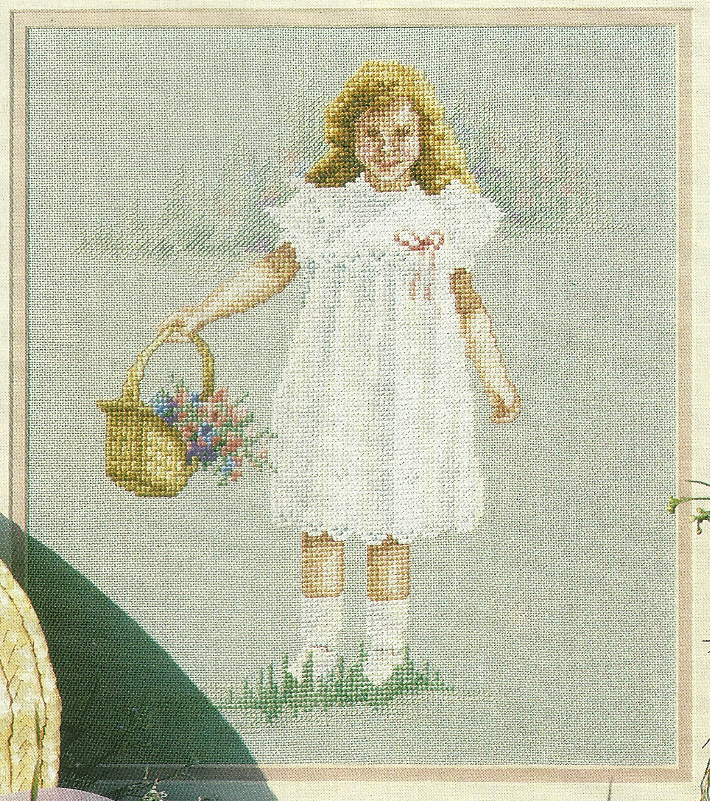 Girl with Flowers Spring PortraitCross Stitch Pattern CHART magazine pages