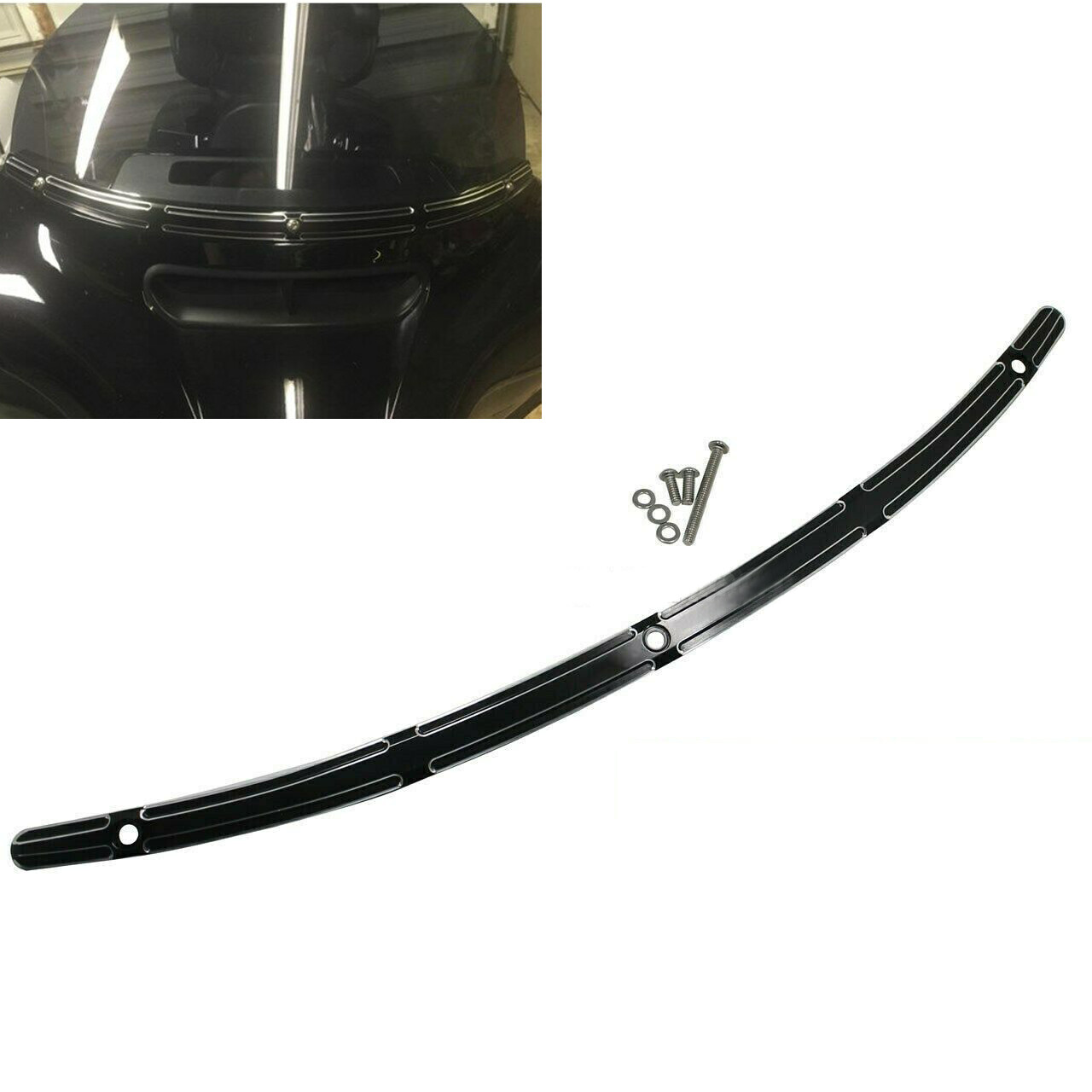 Black Cut Fairing Windshield Trim For Touring Electra Tri Glide FLHX Ultra 14-22