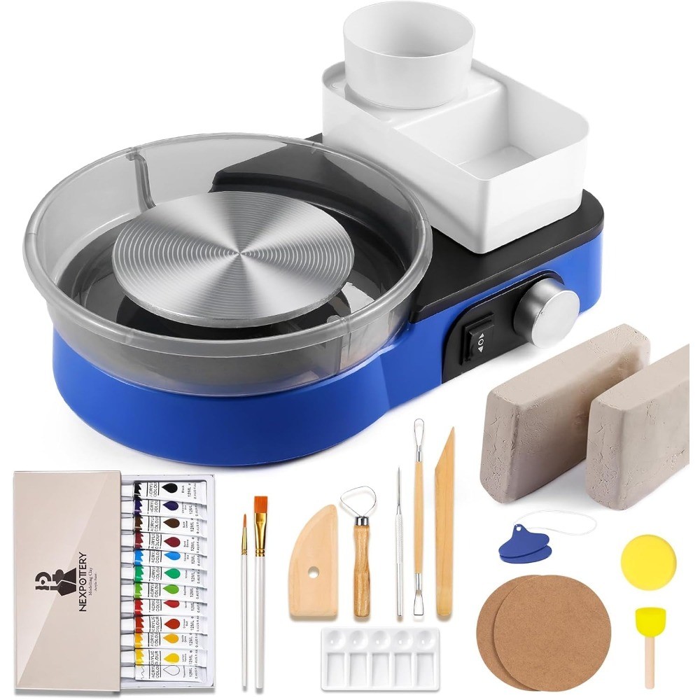 Pottery Wheel Kit for Kids Beginners with 6 Inch Turntable Clay Tools