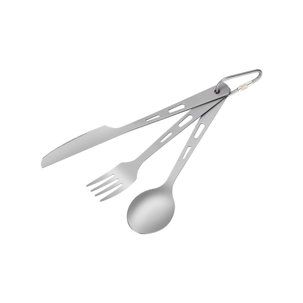 Outdoor Hiking Titanium Cutlery Set Fork Spoon Three Piece Portable Lightweight