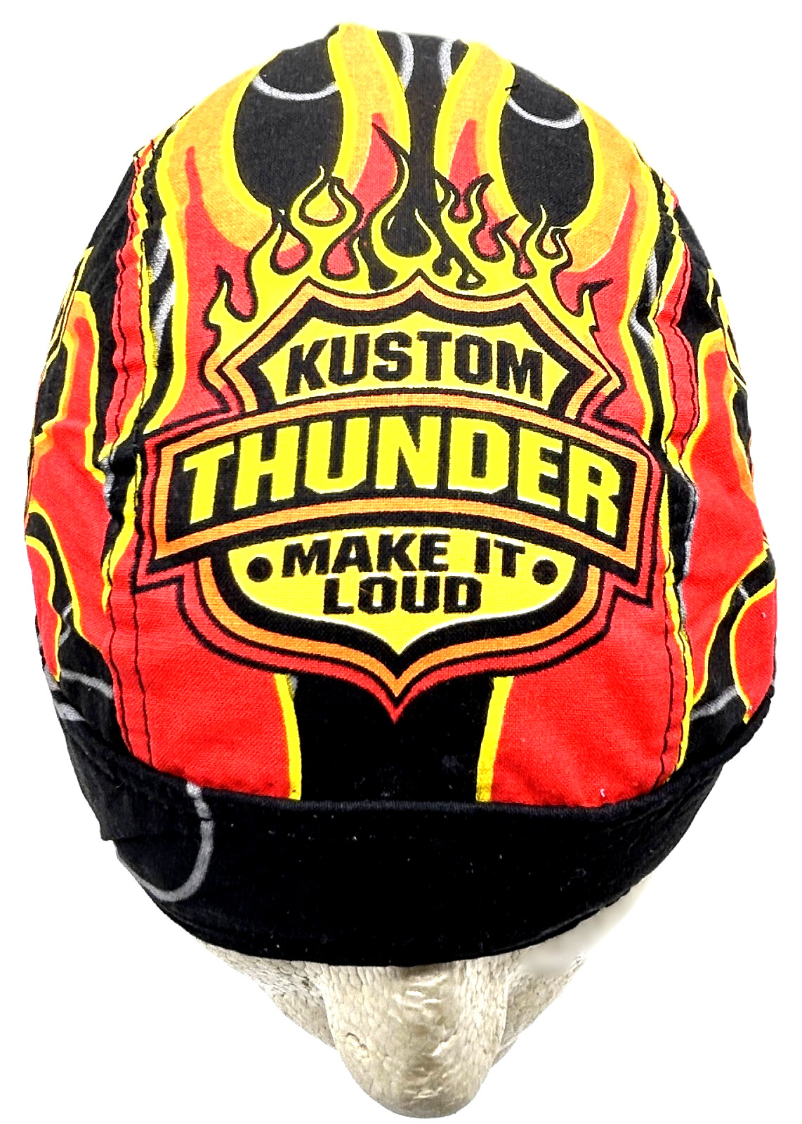 Kustom Thunder Flames Deluxe Headwrap Doo Rag Skull Cap with Sweatband