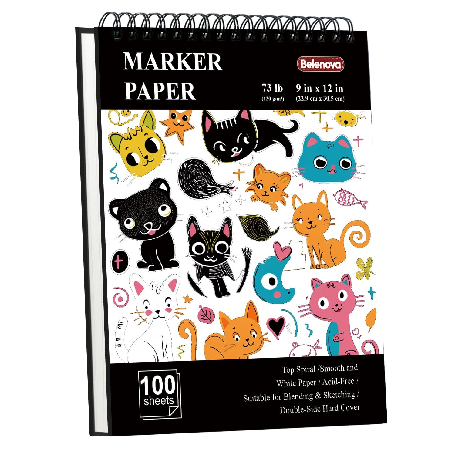 9" x 12" Marker Pad, 100 Sheets Bleedproof Sketchbook for Alcohol Markers - 7...