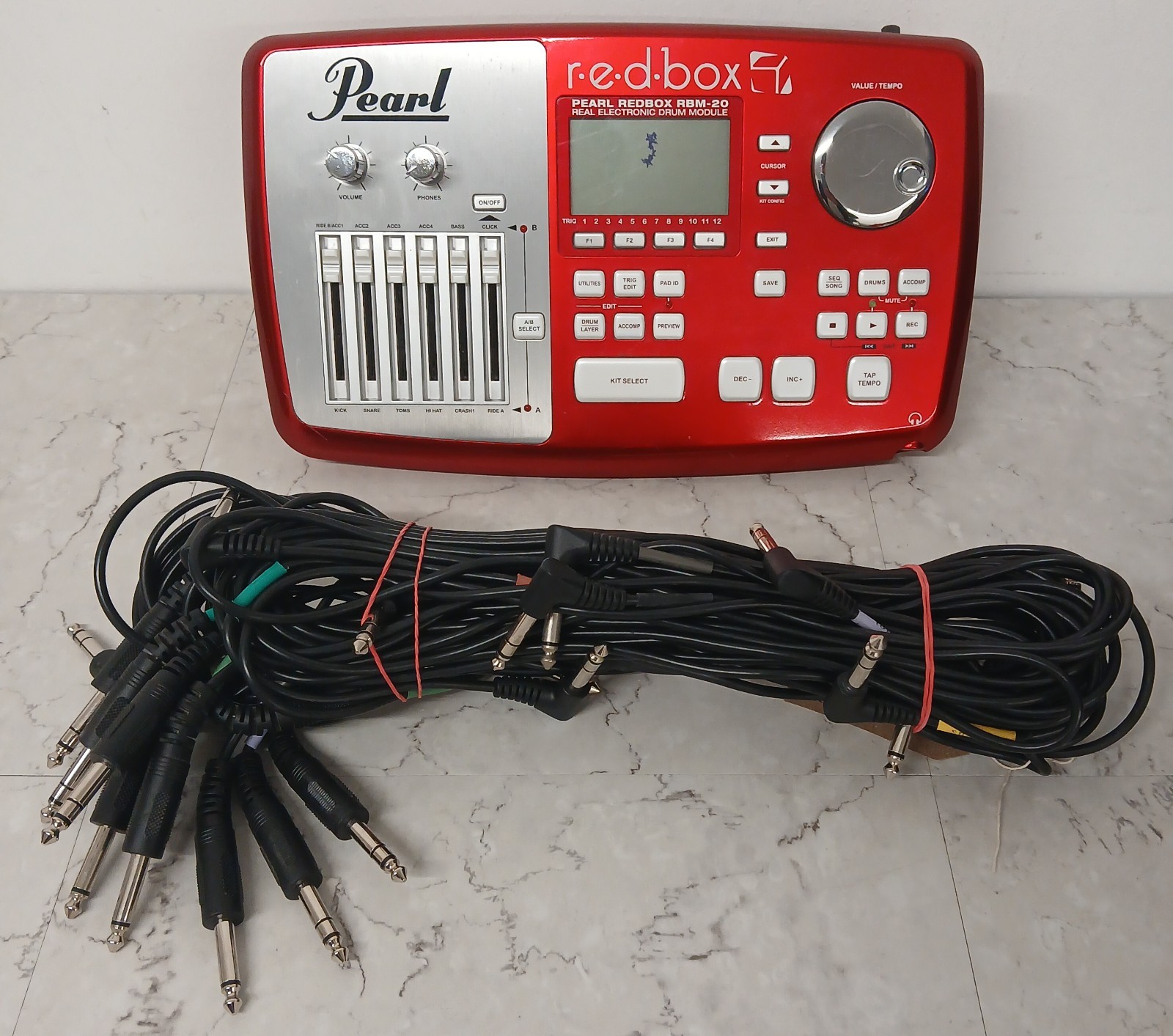 RARE Pearl Redbox RBM-20 Electronic Drum Module Brain & Wiring Loom Snake.