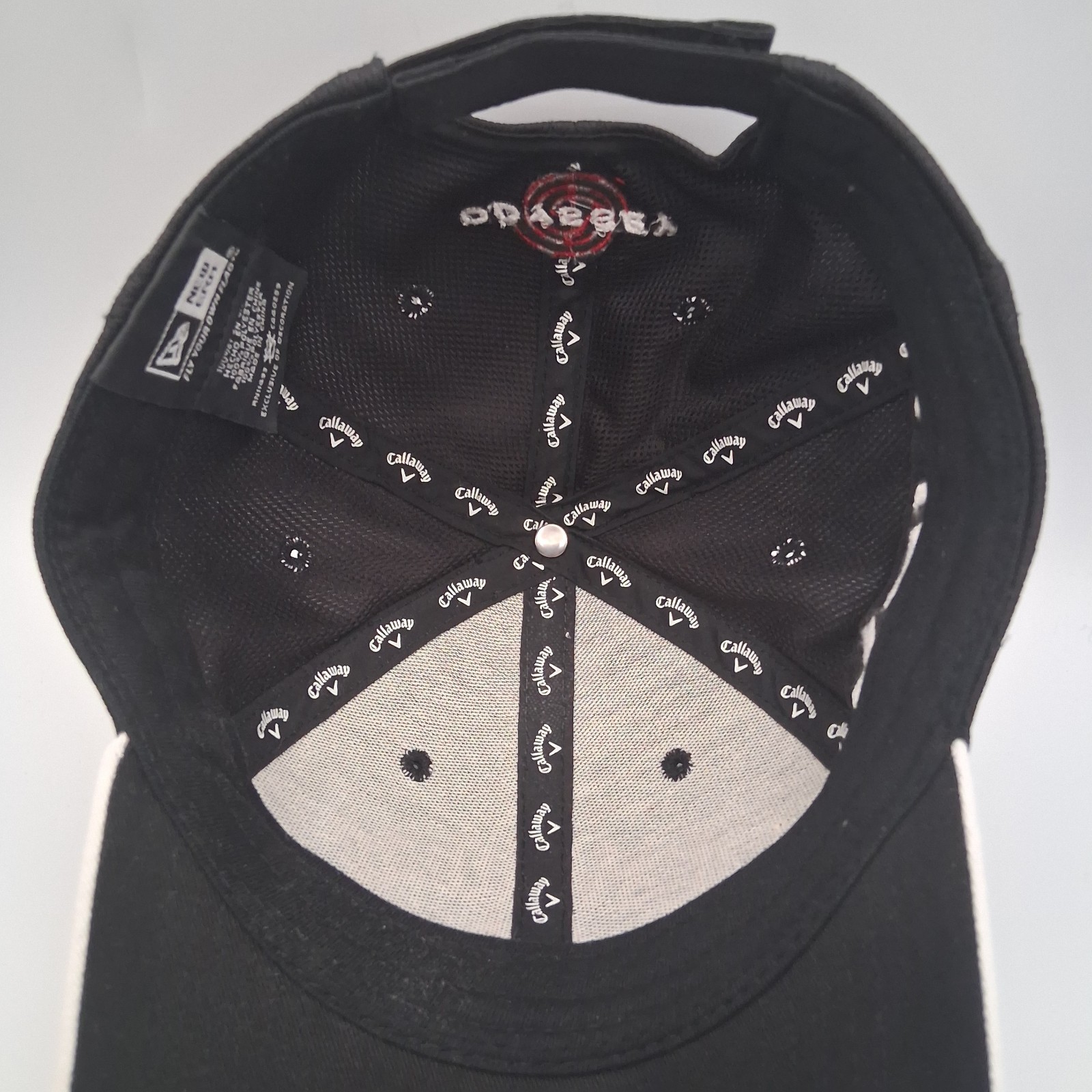 Callaway Odyssey Hex Black Tour Razr Hat Cap Strap Back White Red Script Logos