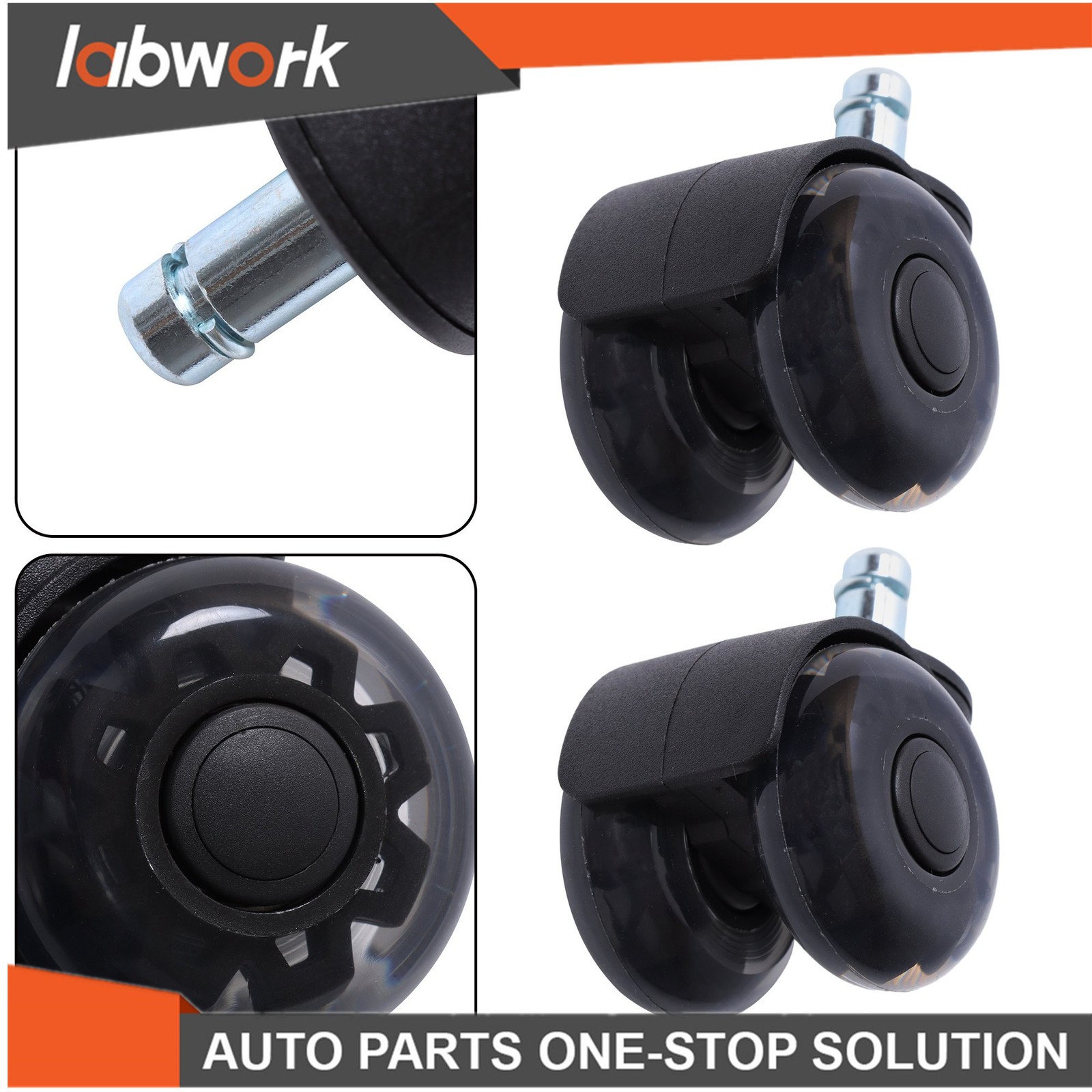 Labwork 5 Pack 2 Inch Universal Mute Rubber Chair Casters 360° Swivel Wheels