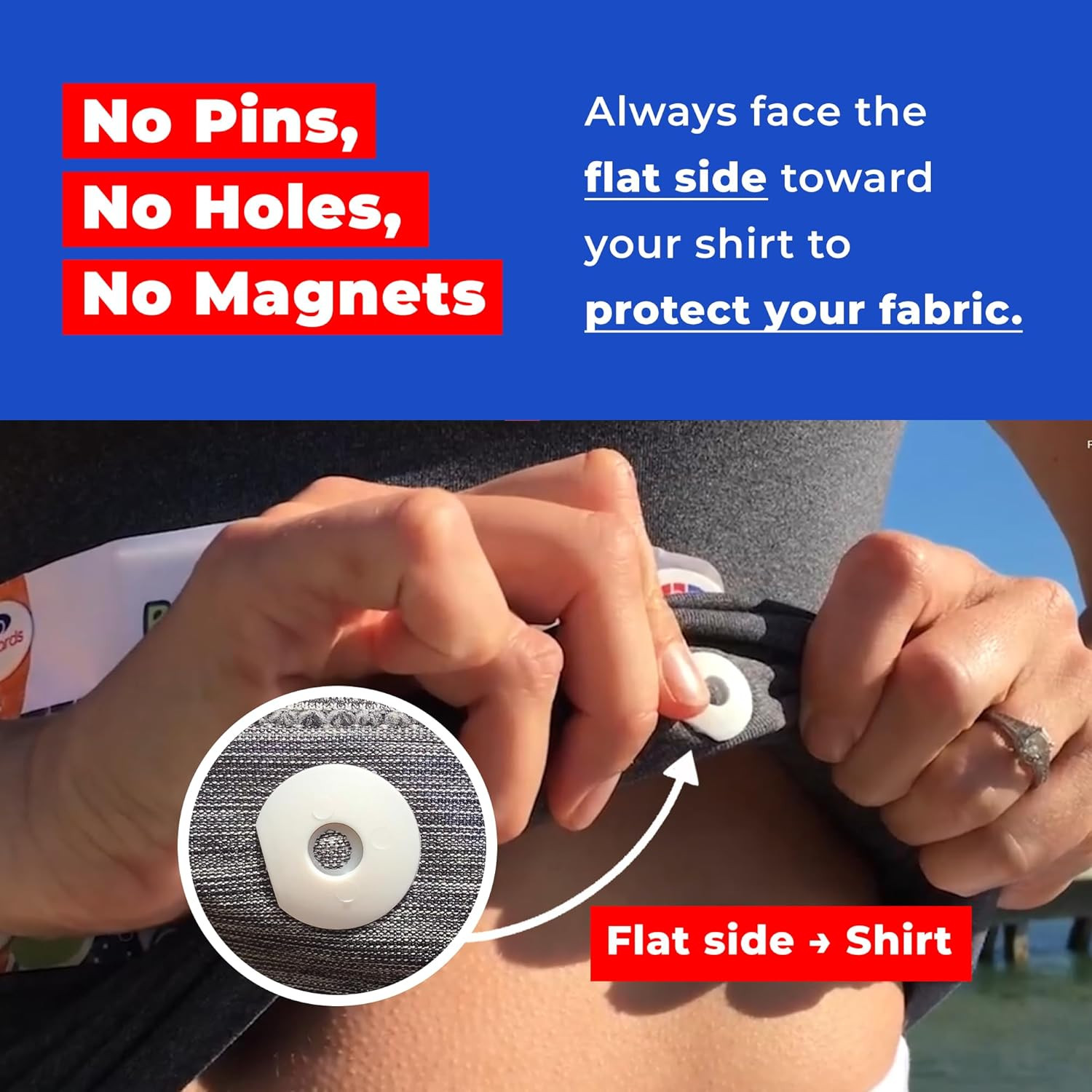 Bibsnaps Race Bib Clips - Safety Lock Fasteners - Secures Running, Marathon, Cyc