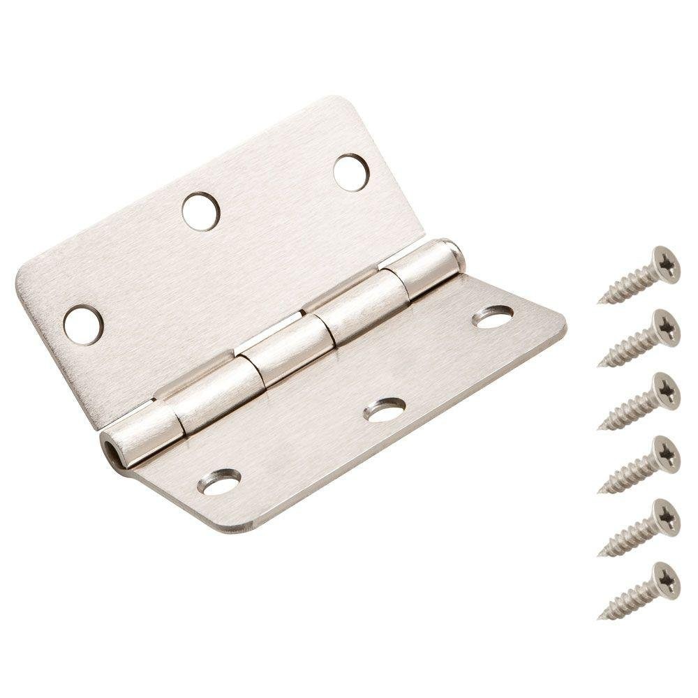 Everbilt 3 in. x 1/4 in. Radius Satin Nickel Door Hinge