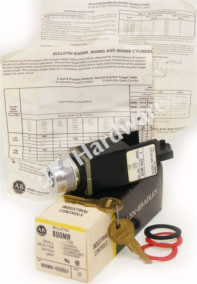 Surplus Pre-owned Allen Bradley 800MR-N46Q /A 4-Pos. Selector Switch No Contacts