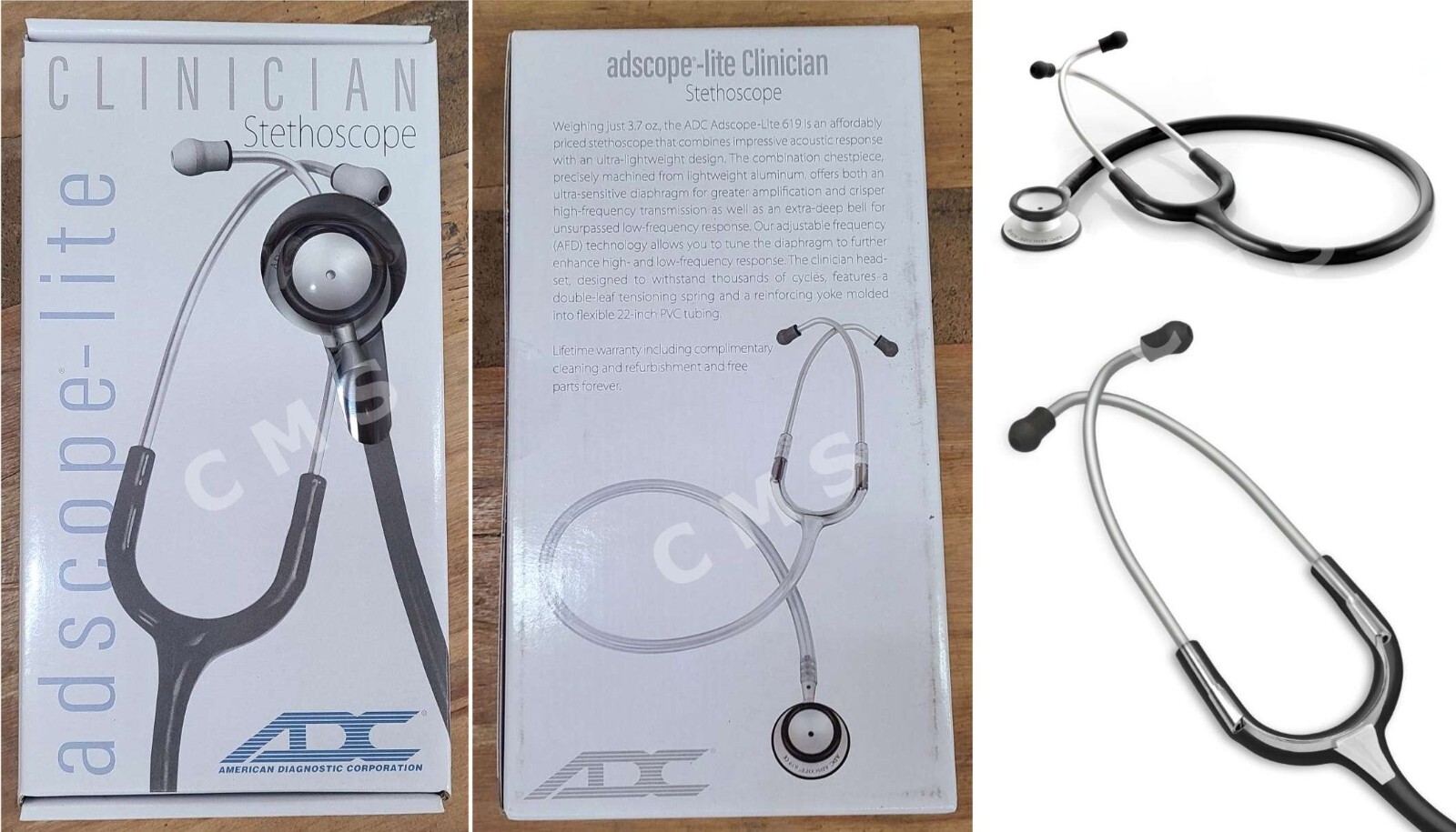 ADC Adscope-Lite 619BK Professional Stethoscope Black 30" Lightweight New Adsoft