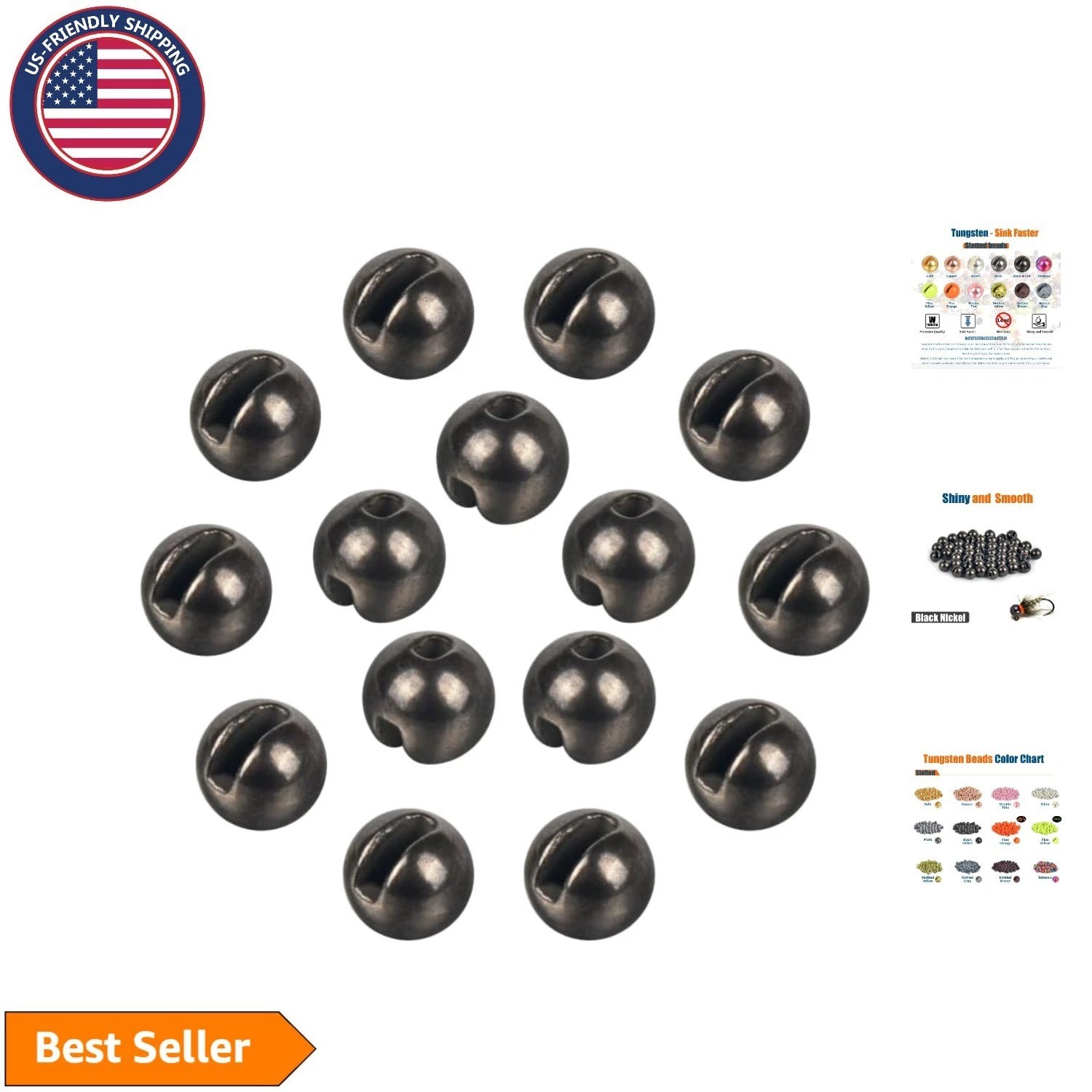 Tungsten Slotted Beads, 50 Pcs - Enhance Your Nymphs with 12 Colors & 3.8mm Size