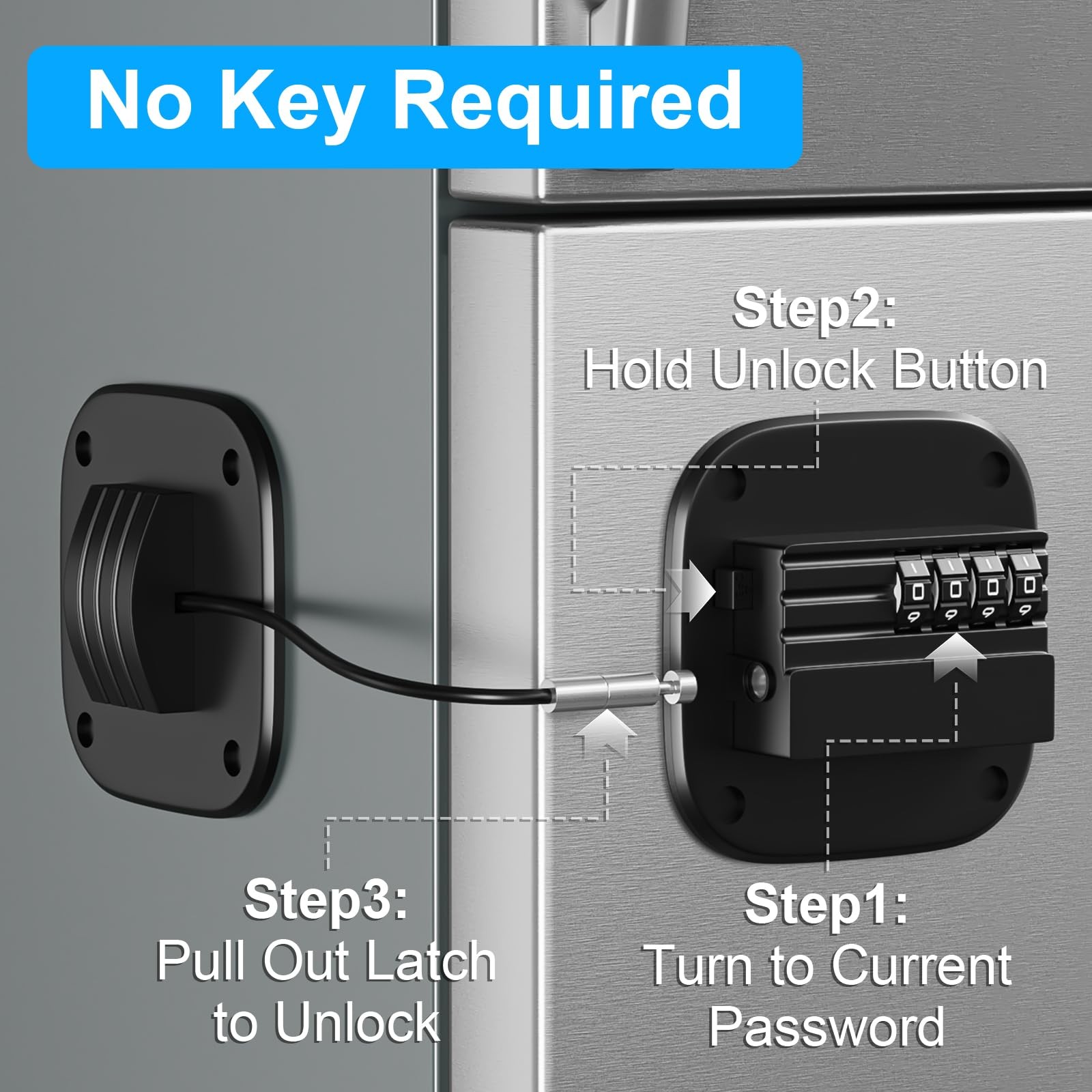 2 Pack Fridge Lock with Combination No Key Required Upgrade Refrigerator Lock...