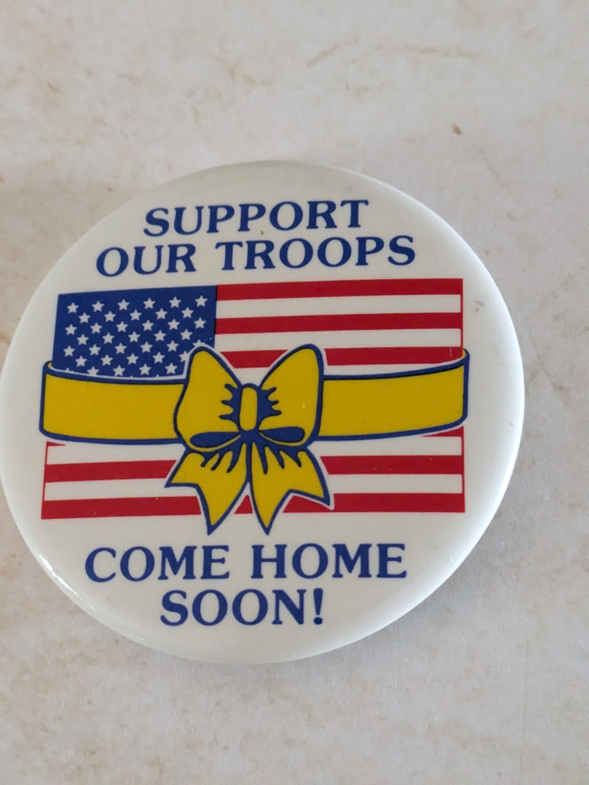 Vintage Desert Storm Pin, Support Our Troops, Come Home Soon, Iraq