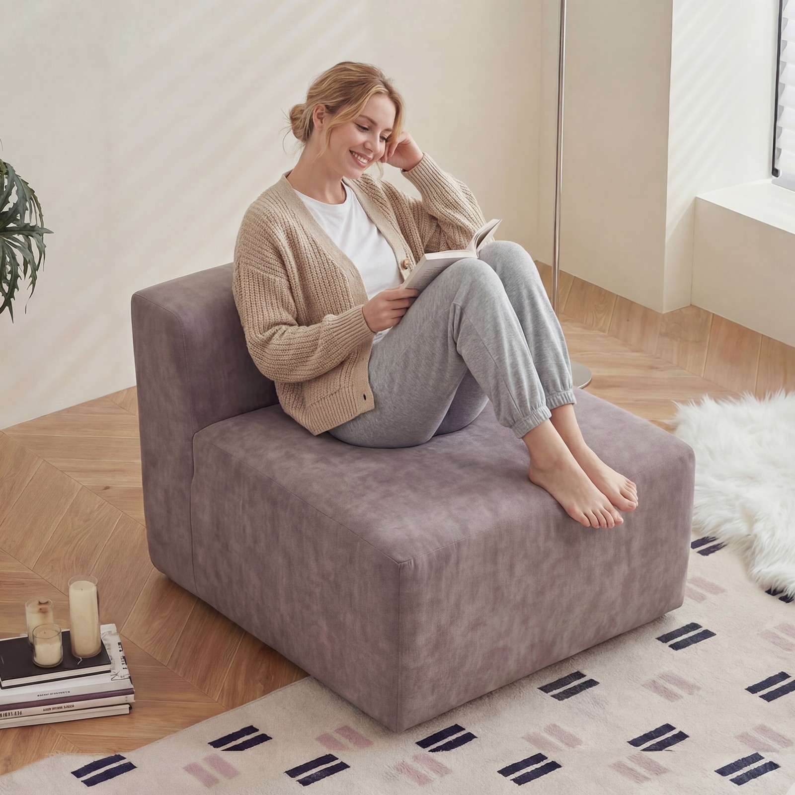 Single sofa Sturdy Foam Filling, Thick Cushioning, Space-Saving for Living Roo