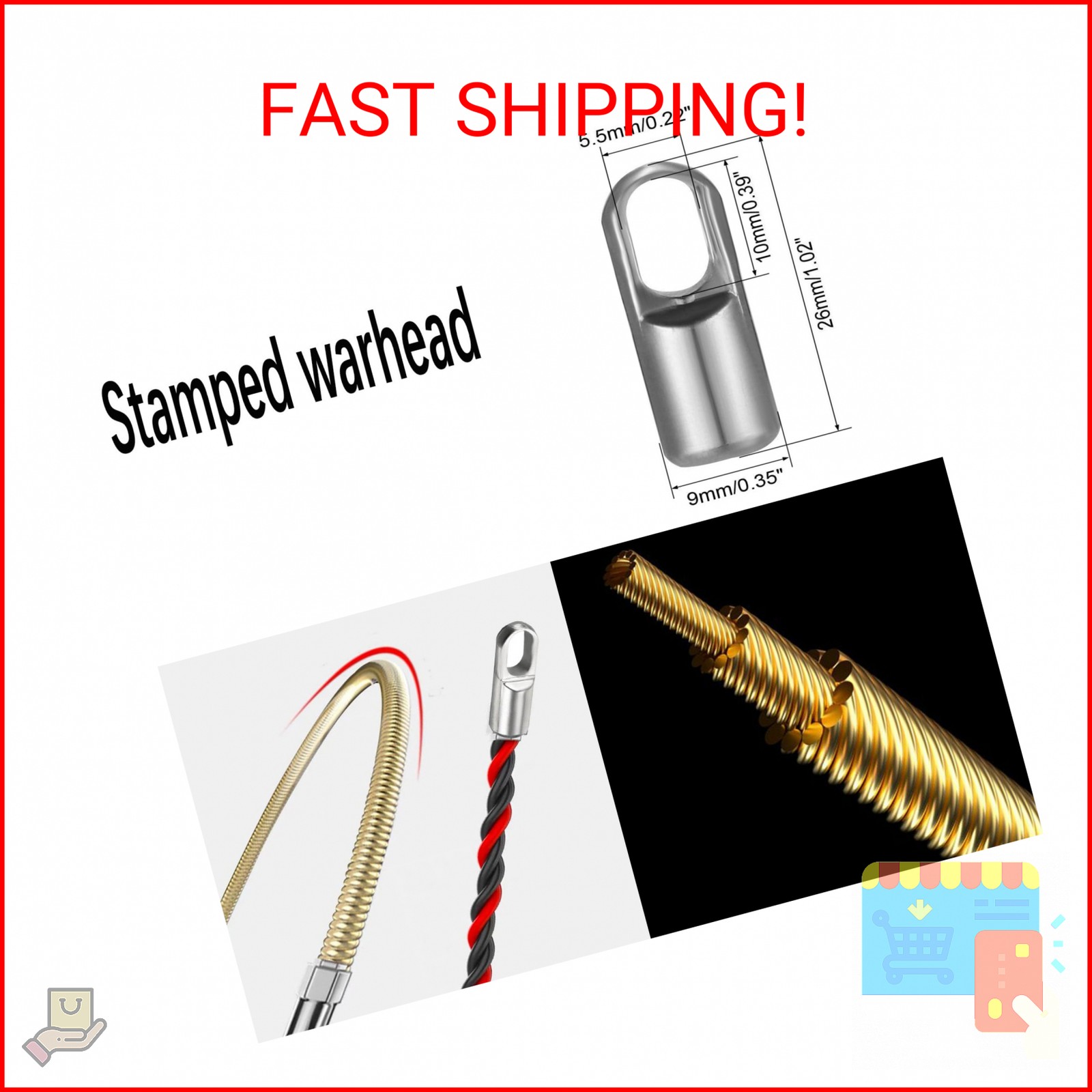16.4ft/5m Fish Tape Wire Puller - 1/6" PET Flexible Electrical Cable Snake Tool