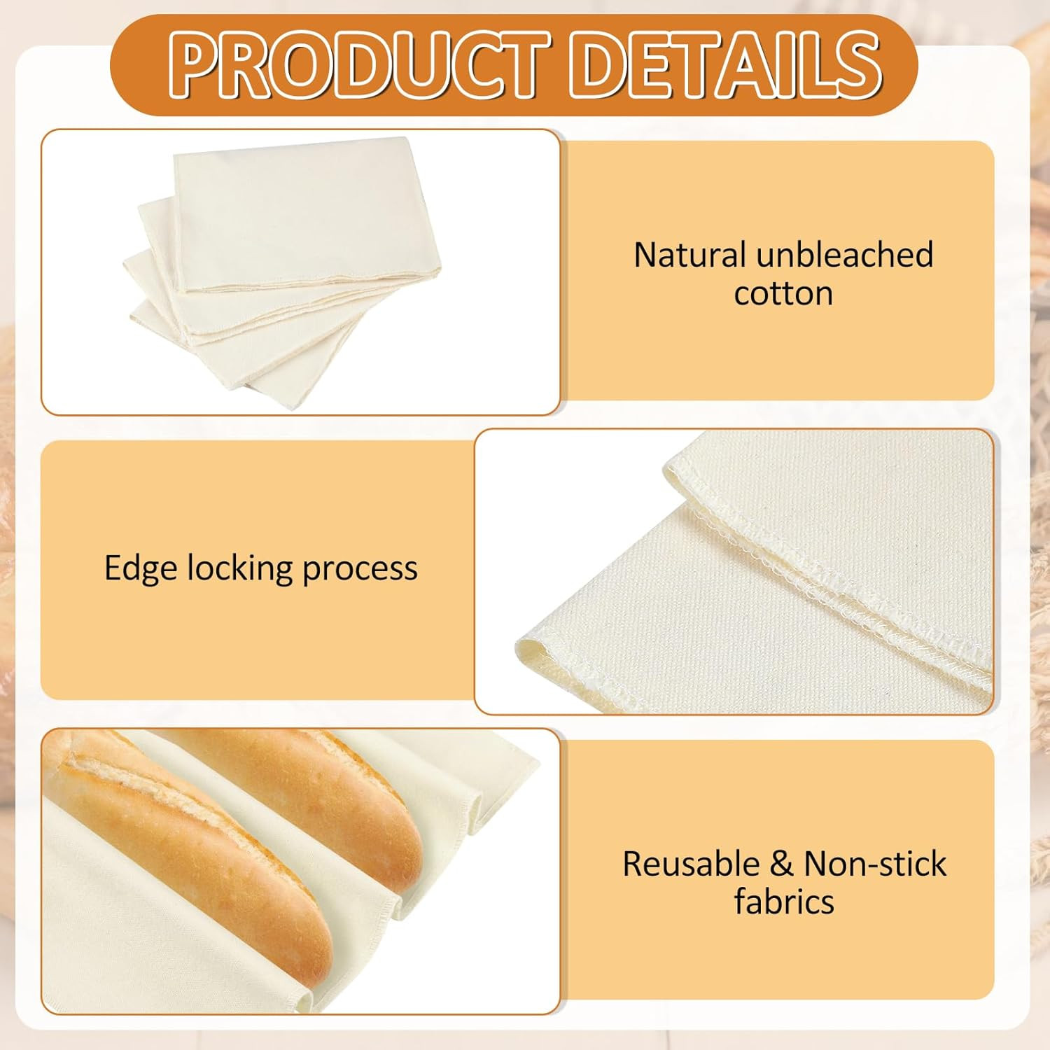 4PCS Tea Towels for Baking Sourdough, 14x18.8 Inch Reusable Thick Bread Towel...