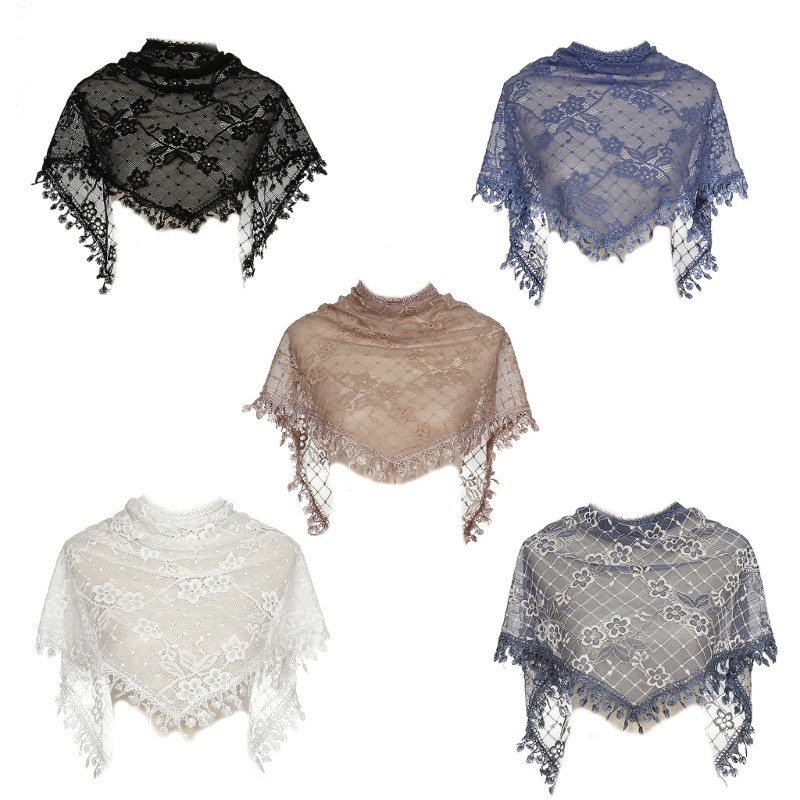 Ethnic Mantilla Veil Head Scarf Hair Bandanas Women Headpiece Exotic Headscarf
