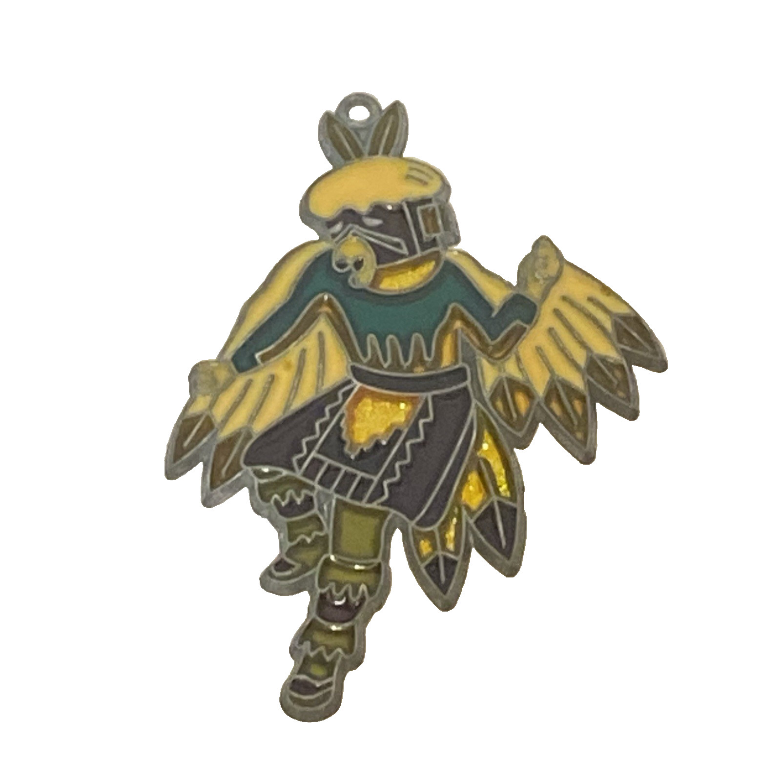 Vtg Suncatcher Kachina Dancer Native American Acrylic Stained Glass 4 x 5
