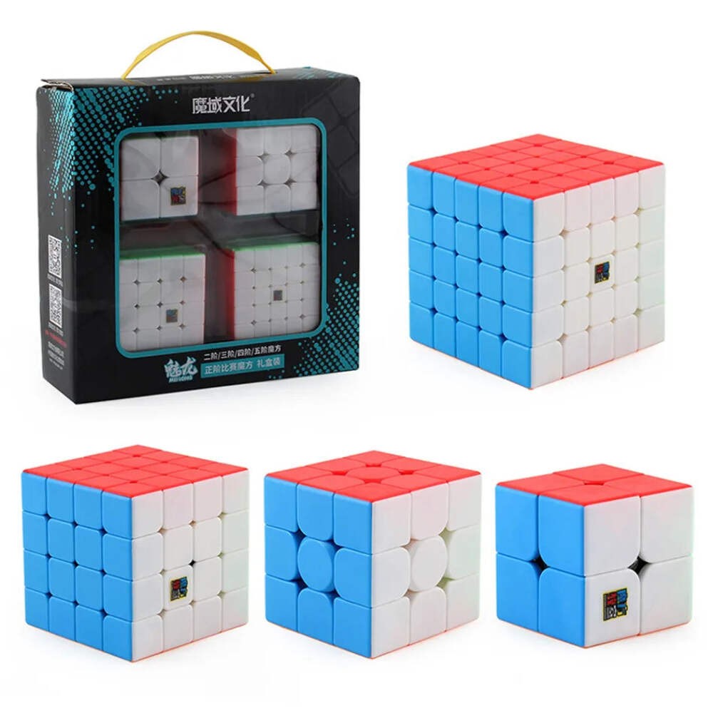 4-Piece Magnetic Speed Cube Set 2x2 3x3 4x4 5x5 Professional Puzzle Kit