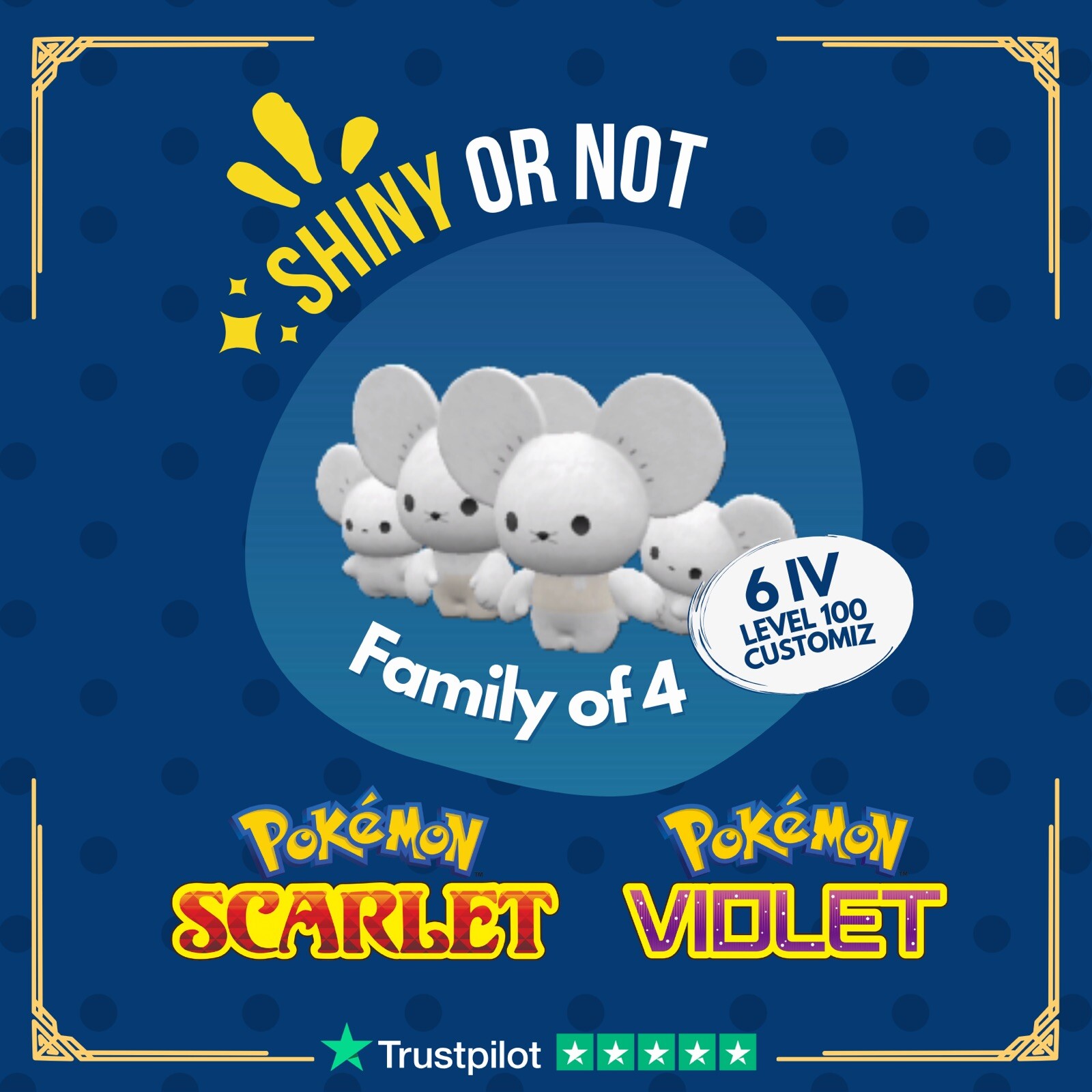 Maushold Family of 4 Four Shiny or Non ✨ 6 IV Competitive Pokémon Scarlet Violet
