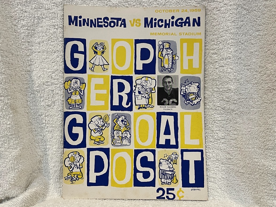 VINTAGE Minnesota Gophers vs. Michigan Wolverines 1959 Football Program, NICE!