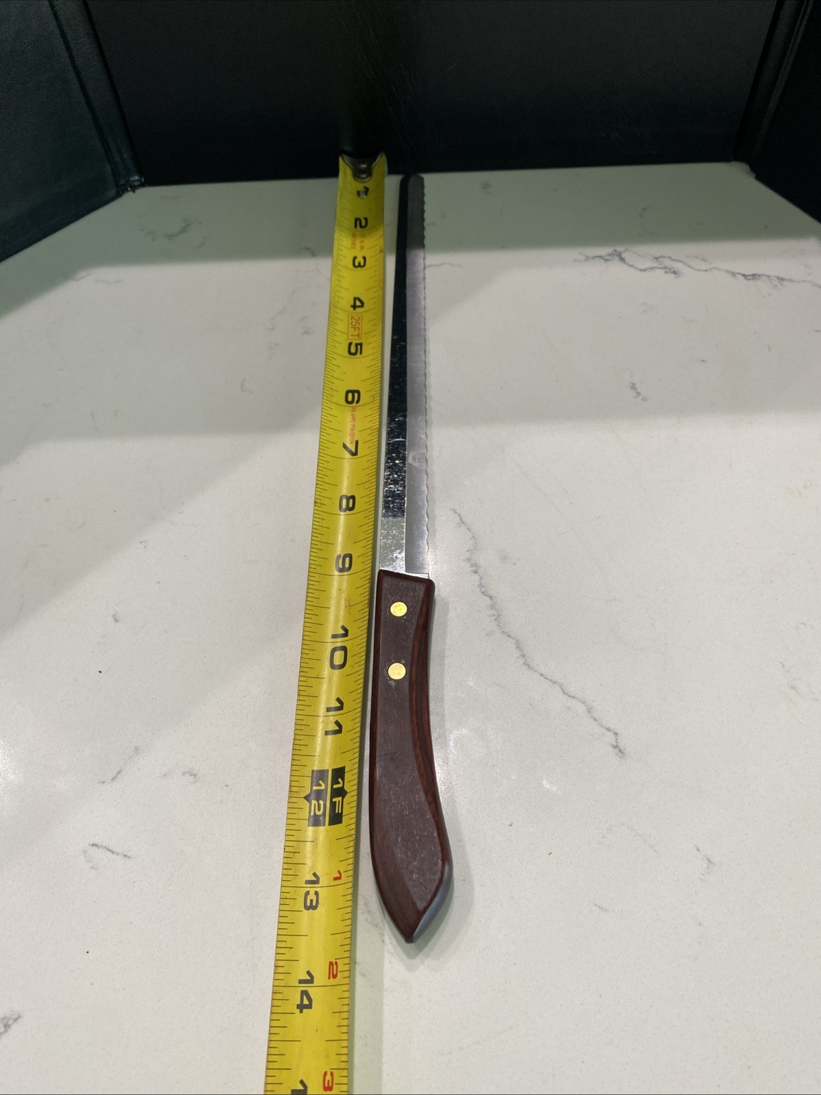 Vintage EKCO USA Stainless Serrated Bread Knife Wood Handle Kitchen Tool