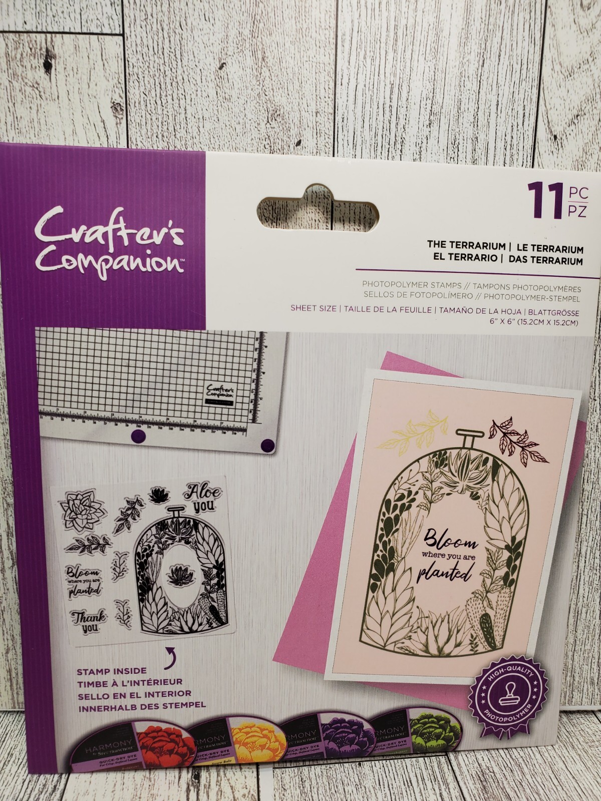 CST1 Crafters Companion The Terrarium Floral Photopolymer 11pc Stamp Set New