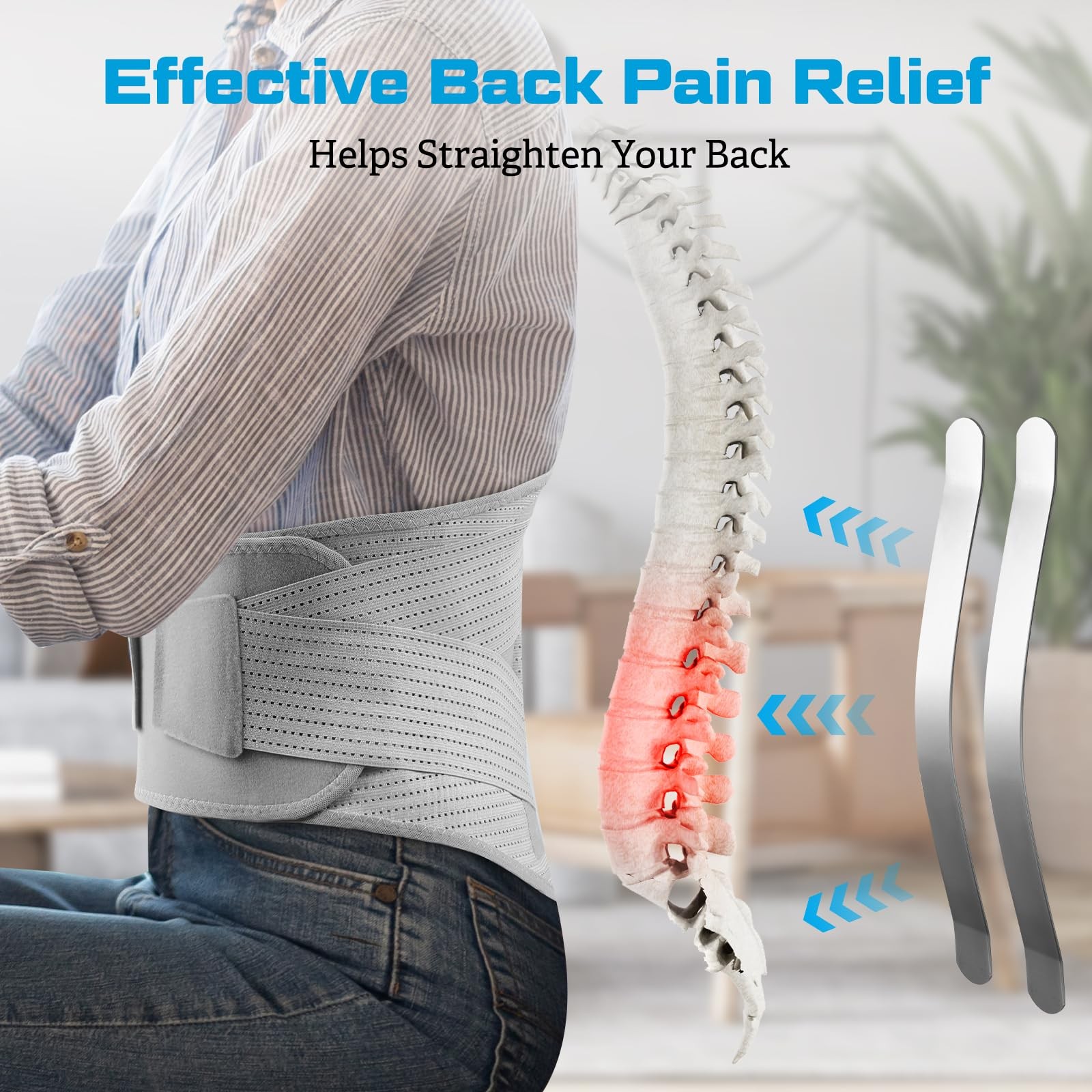 NEENCA Back Brace for Lower Back Pain Relief - Ergonomic Lumbar Support with ...