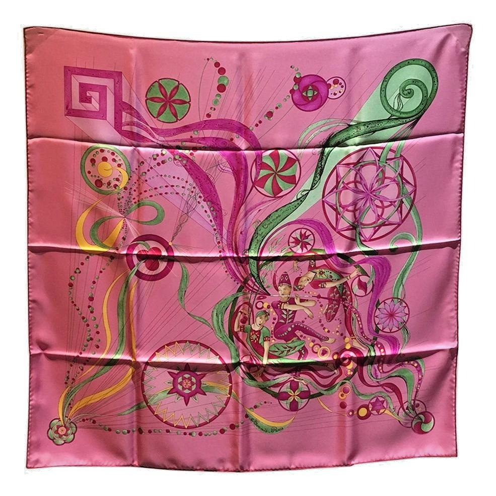 Hermes Silk Scarf La Danse du Cosmos 90cm Pink Unused
