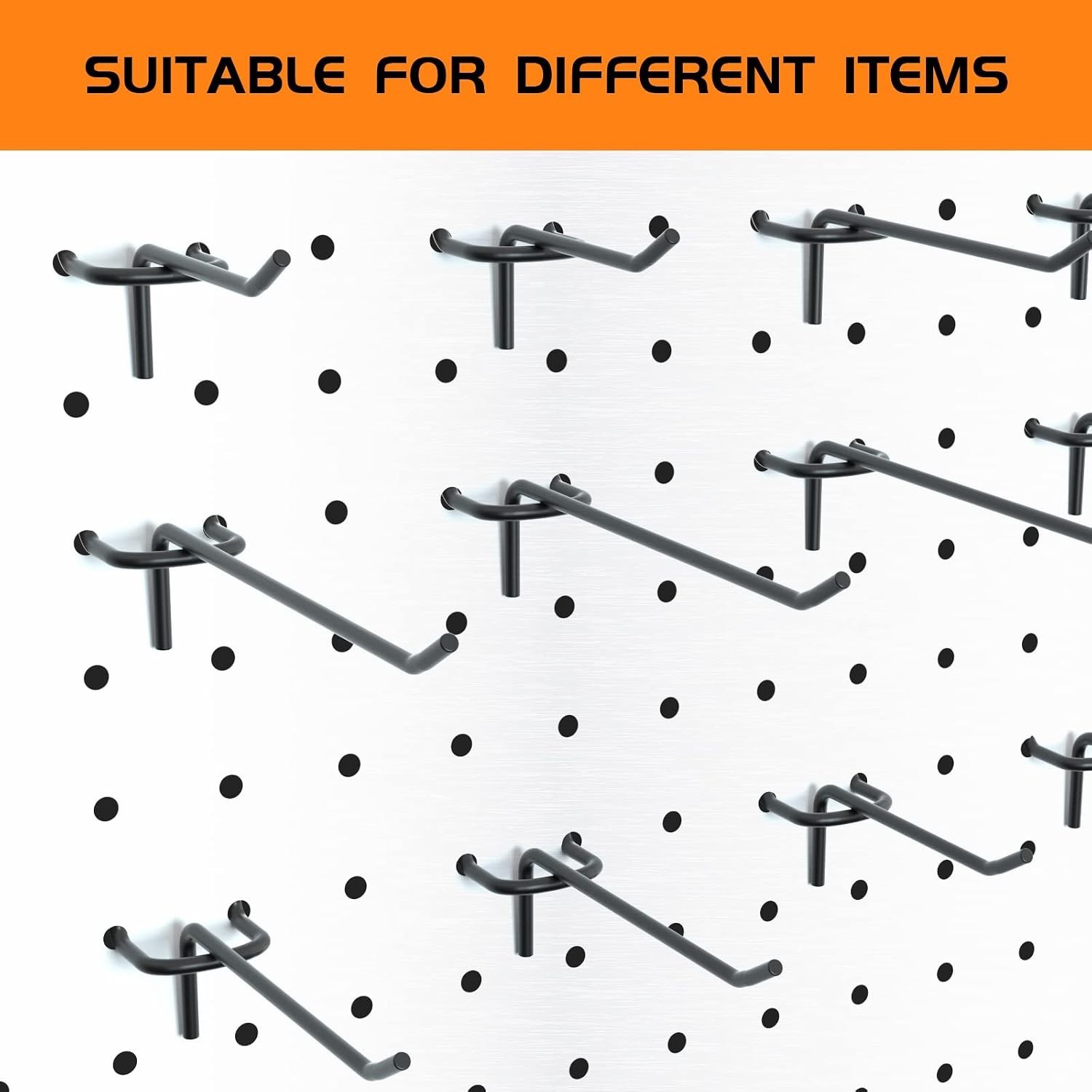 Traditional Style Pegboard Accessories - 100 Hooks, Black