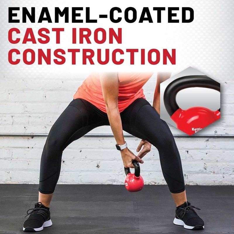 Weighted Kettlebell Vinyl Coated Durability Smooth Handle Core Cardio Workout US