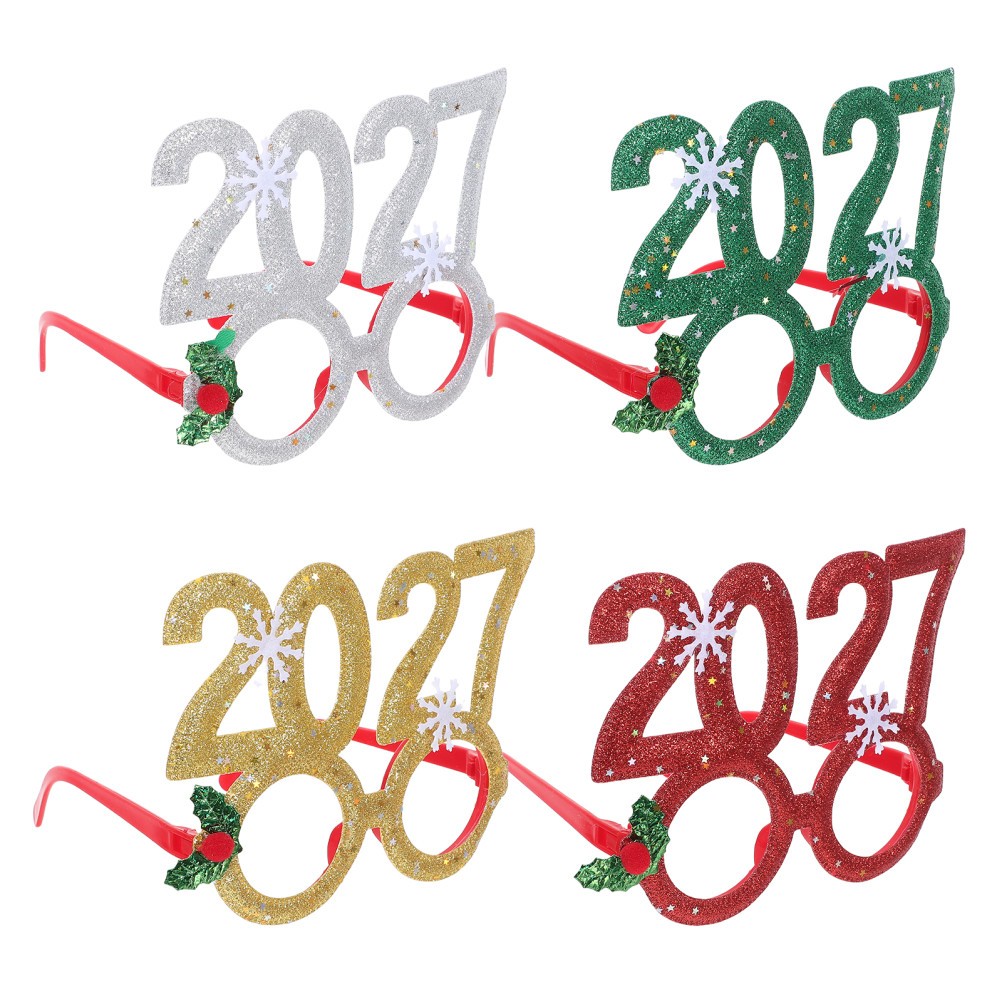 4 Pcs New Year Party Favors 2027 Happy Holidays Photo Booth Props Decorations