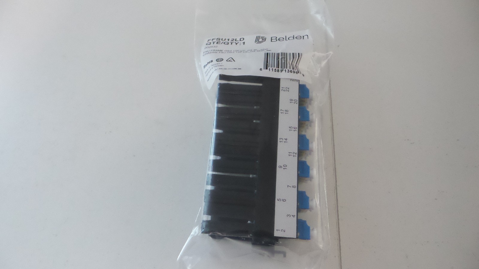 Belden FFSU12LD FXU FRAME OS2 12P LC DX BL Adapter Panel