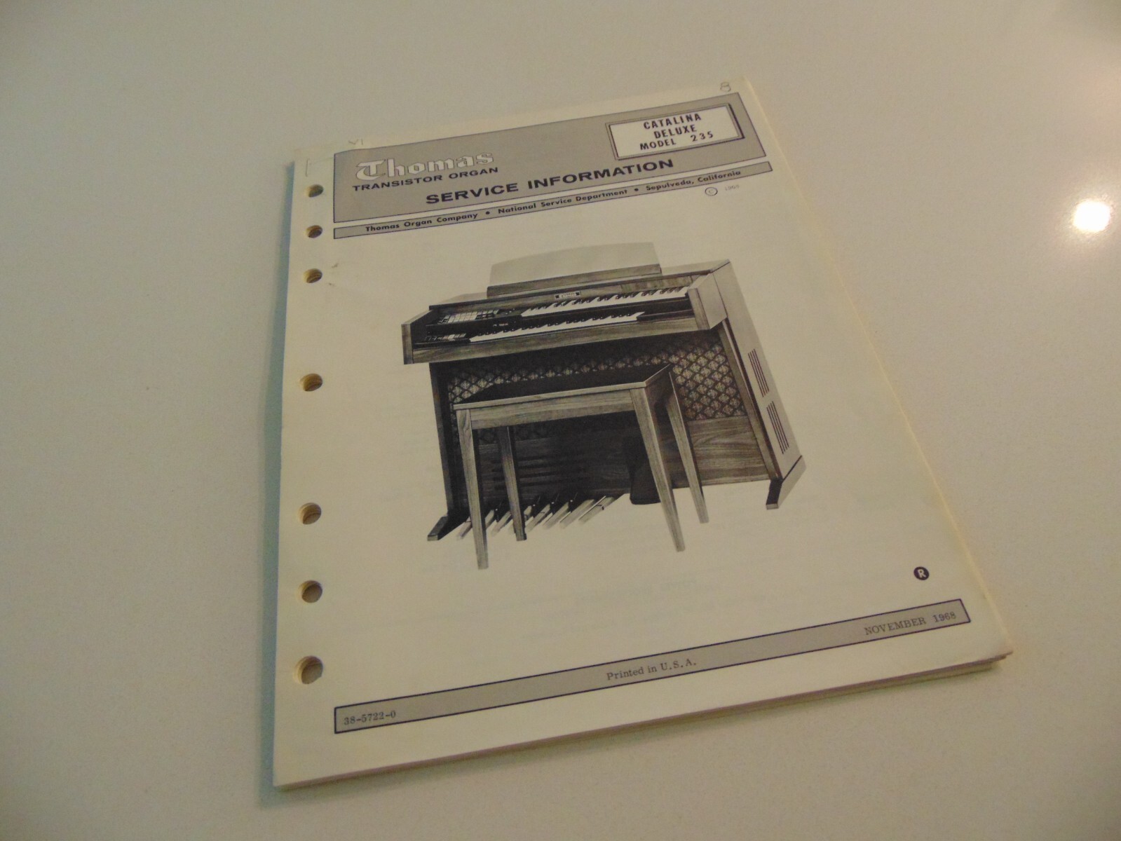 Thomas Organ Catalina Delux 235 Service Repair Shop Manual Schematics