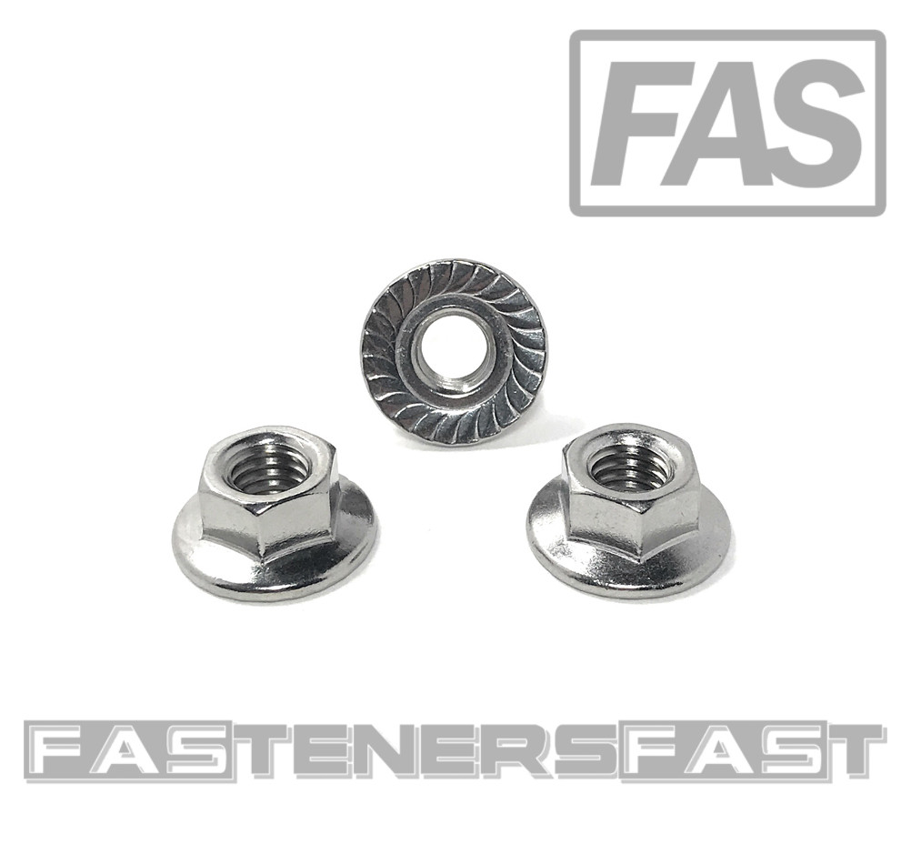 (25) 3/8-16 Stainless Steel Large OD Serrated Flange Nuts (.910 Large OD Flange)
