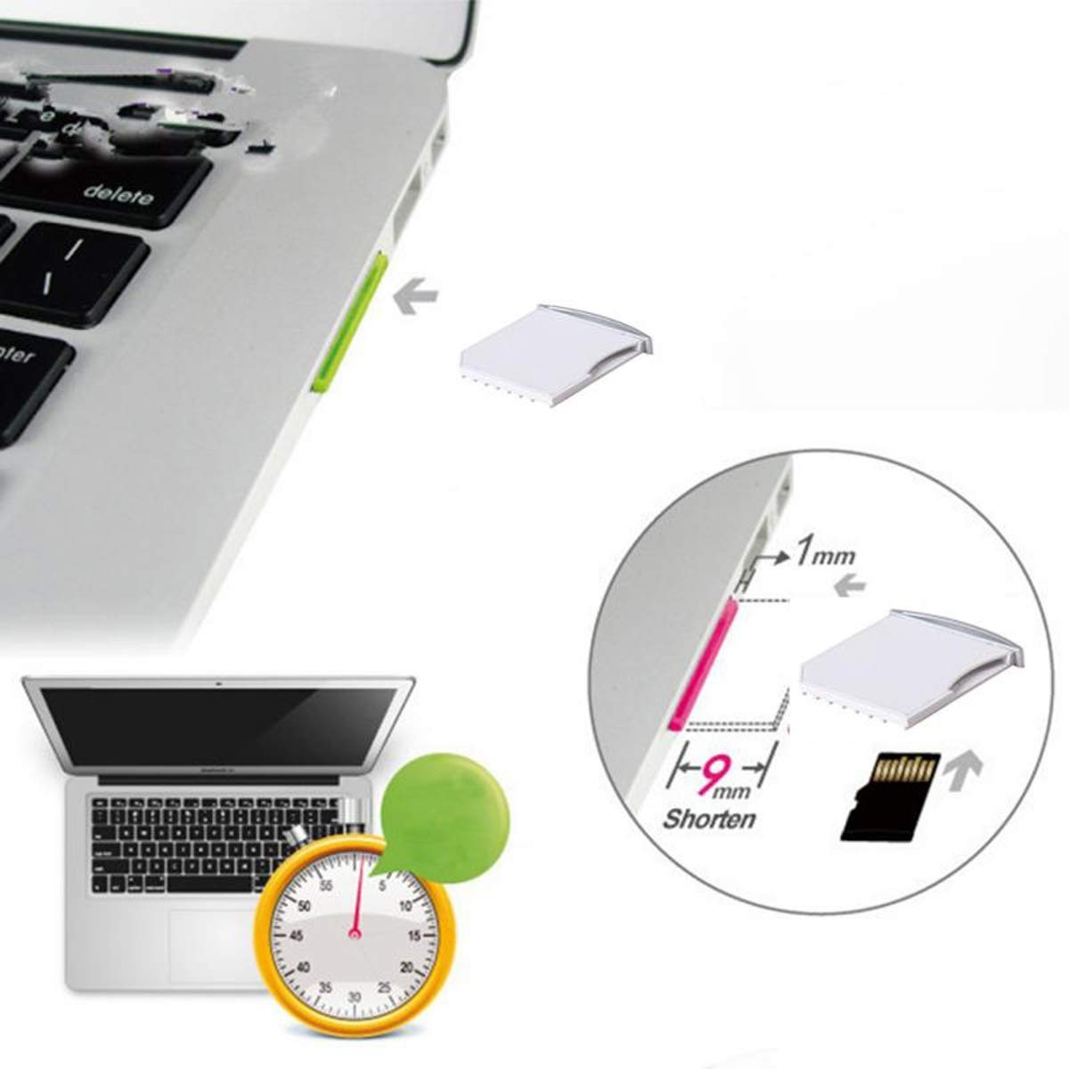 Micro SD to SD Memory Card Mini Adapter Compatible with MacBook Air/Pro/Retin...