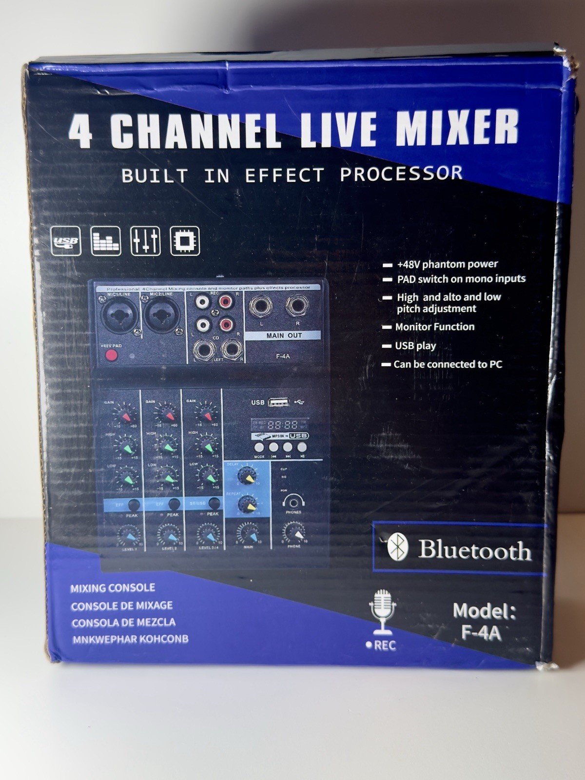 4 Channel Live Mixer Built In Effect Processor Model F-4A