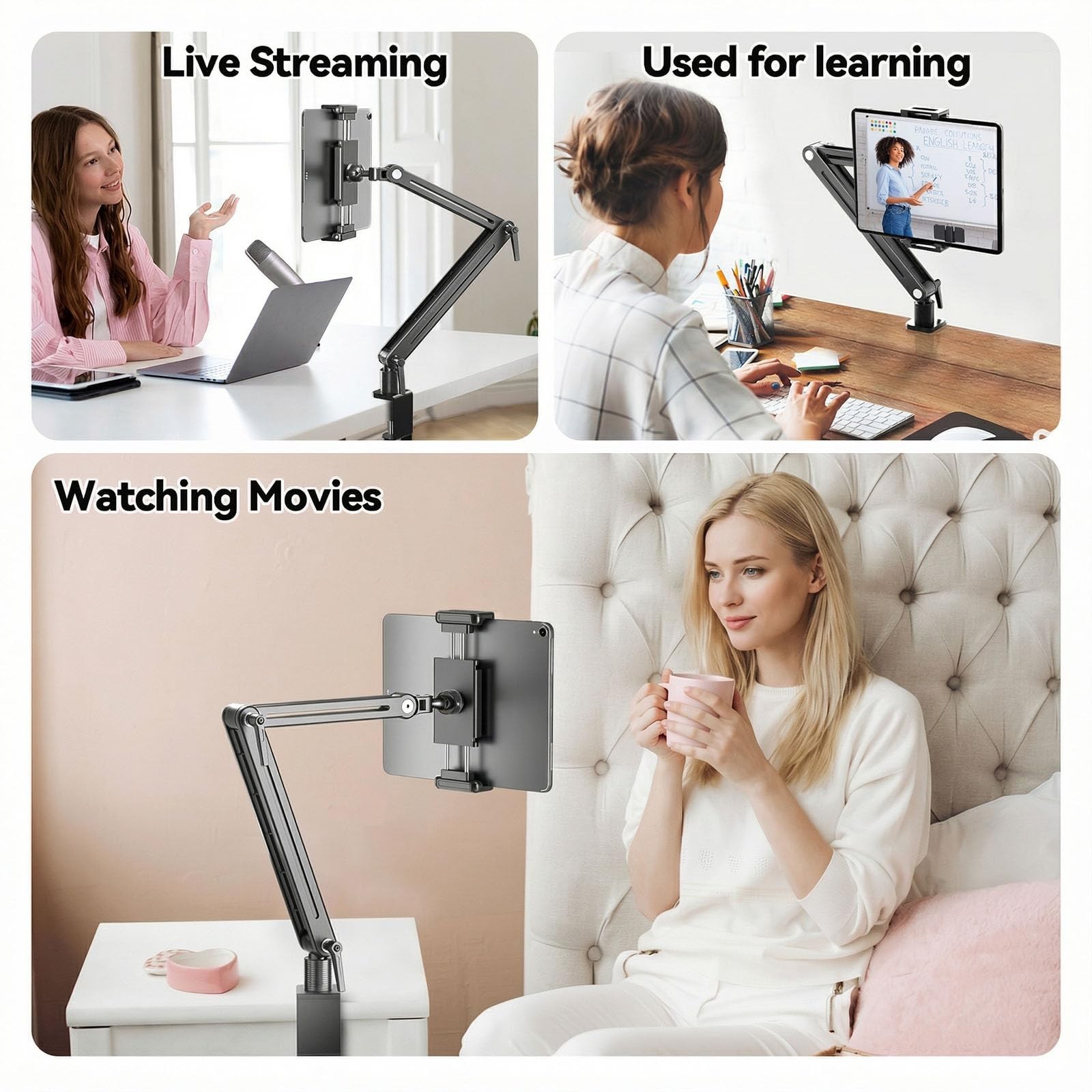 Portable Monitor Stand Desk Holder- Large Clamp support up to 12.9 14.6 15.6 ...
