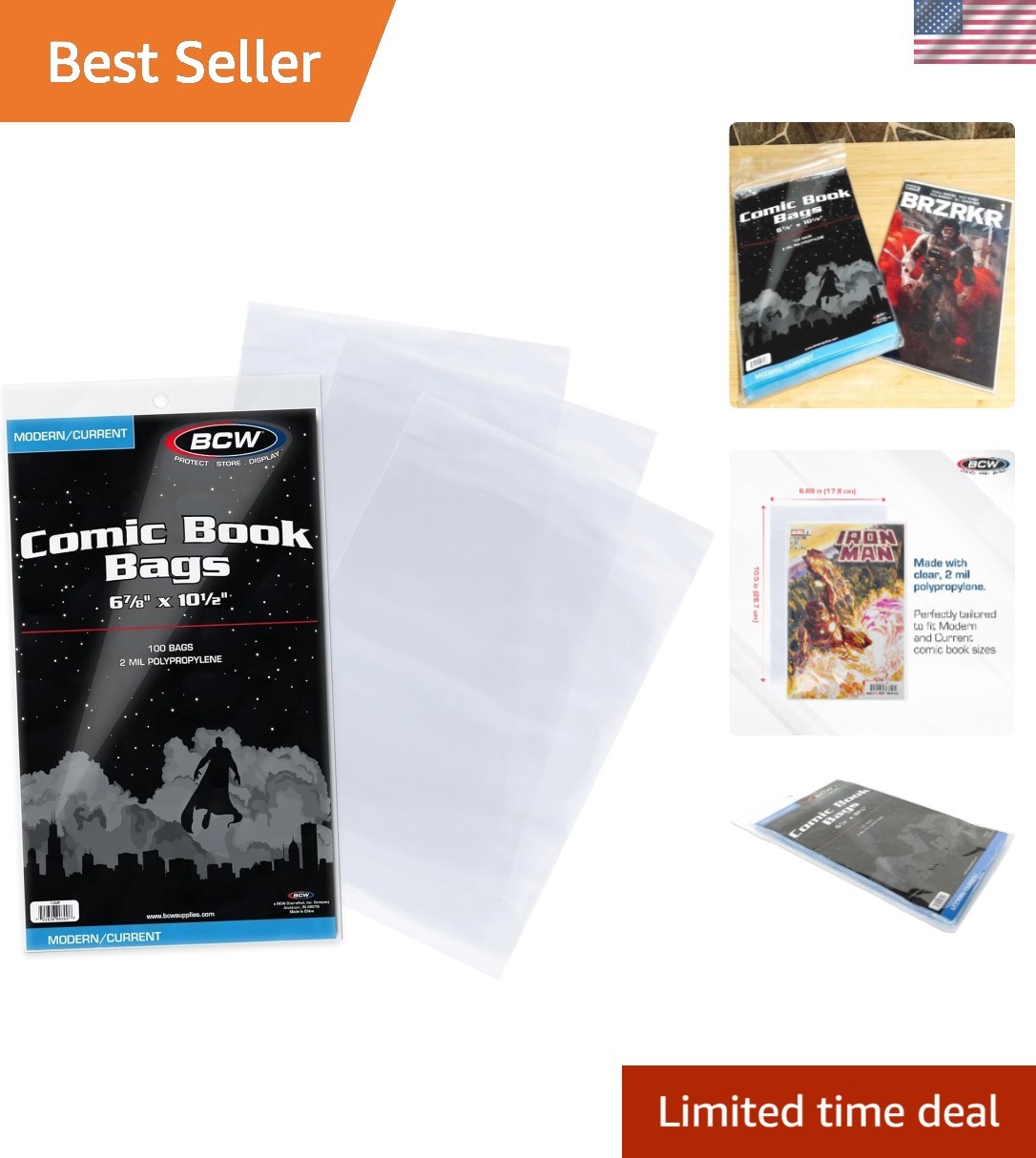 100 Acid-Free Comic Bags - Crystal Clear Protection for Current Issues