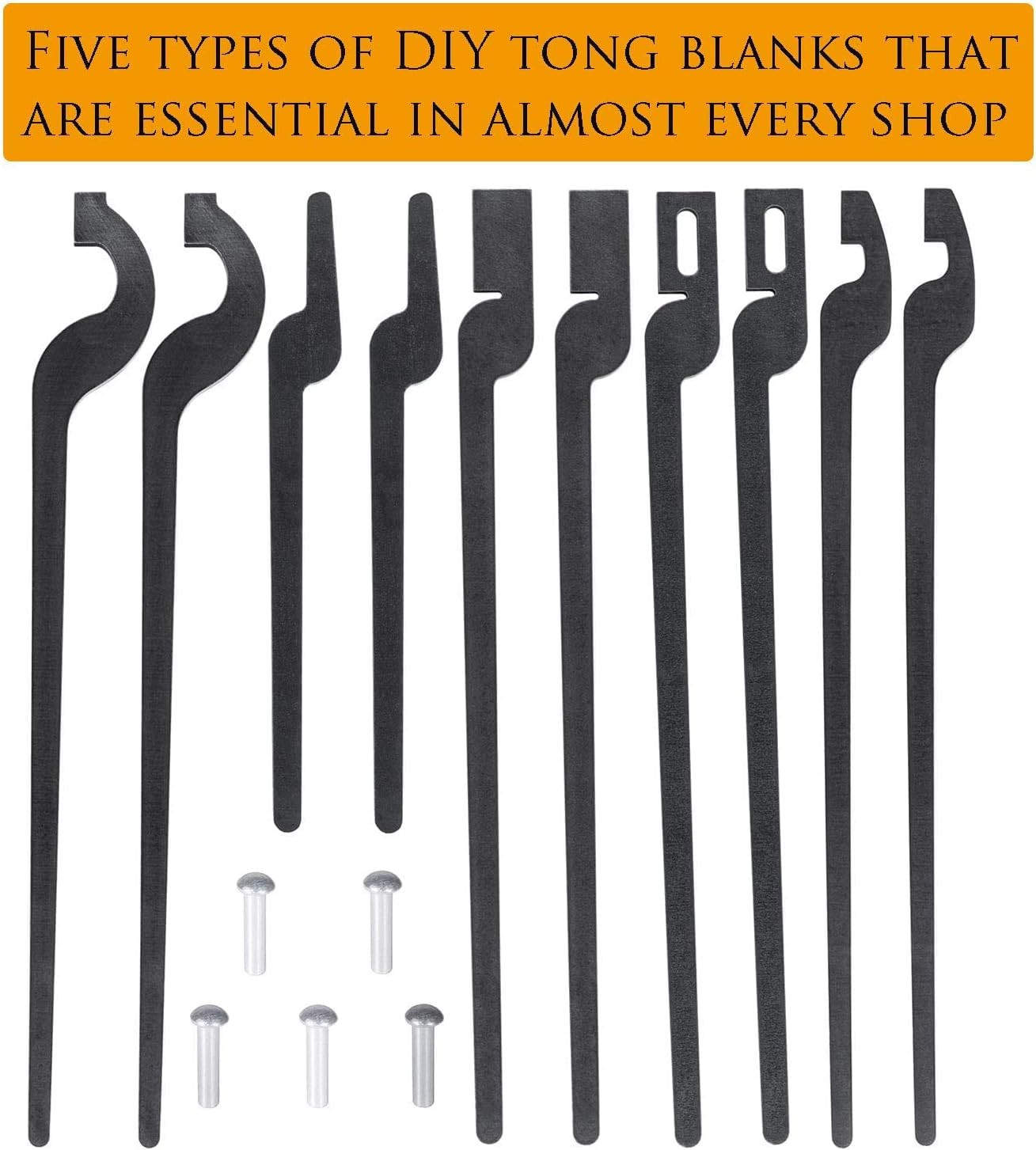 Rapid Tongs Bundle Set Five Types DIY Blacksmith Tongs with Rivet, Rapid Bolt/Fl