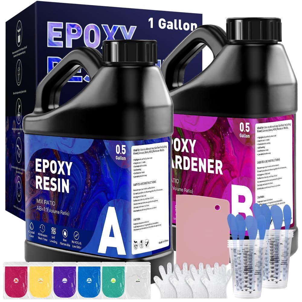 Resina Epoxica Ultra Brillante 1 Galon Cristal Claro Kit Diy Artesania