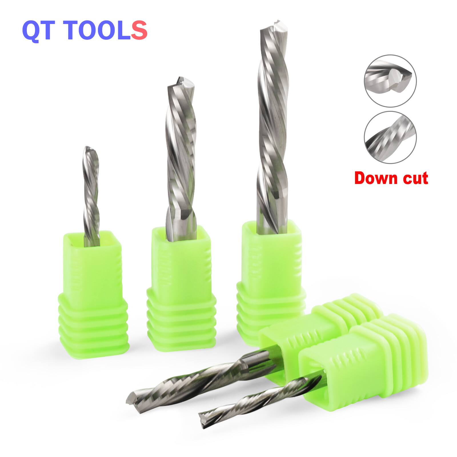 10pcs 1/8" Two Flutes Down Cut Spiral Milling Cutter Acrylic Wood end mills