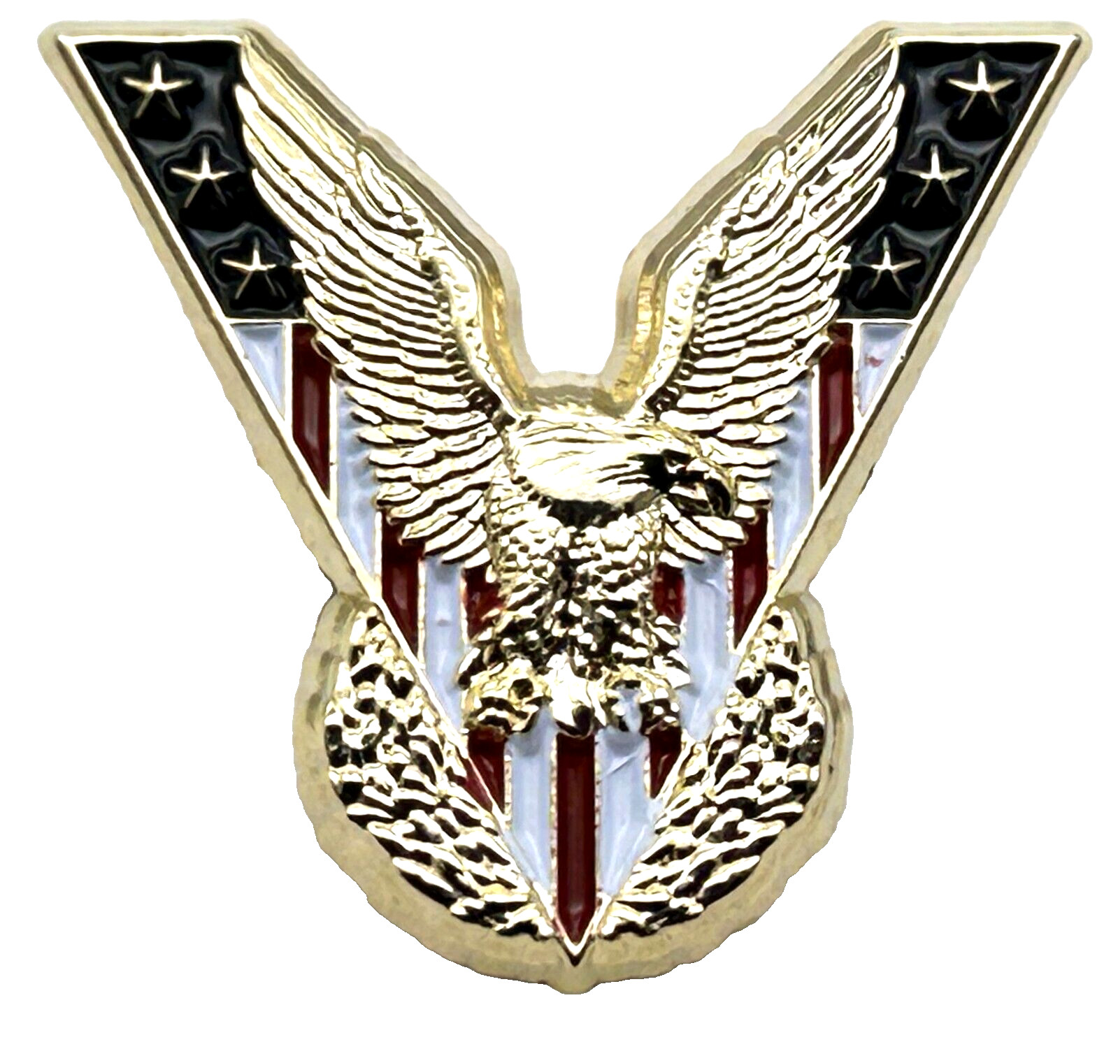 United States Flag & Victory Eagle USA Lapel Hat Pin Insignia