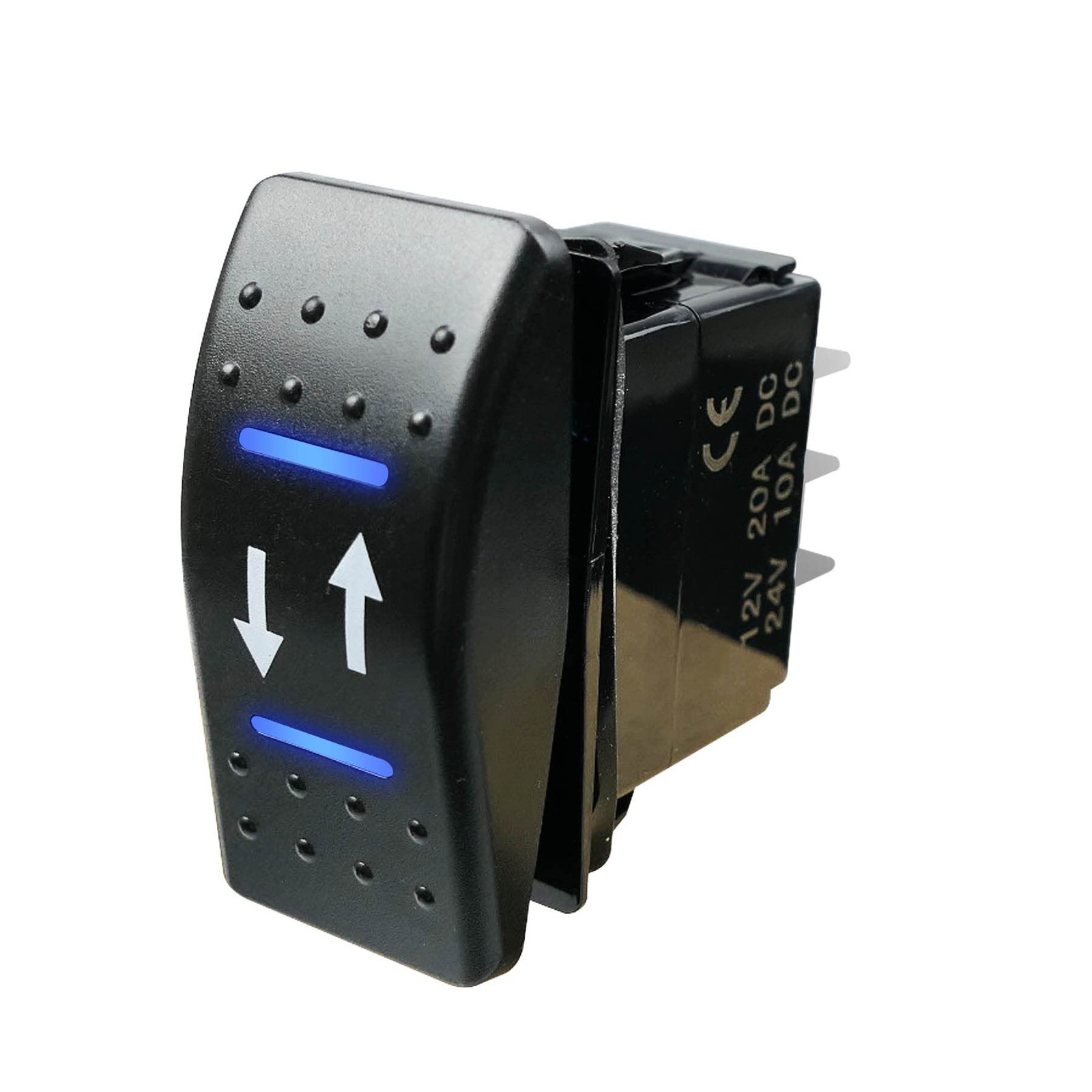ON-Off-ON/Open-Close/in-Out Rocker Switch 4 Pin Marine Grade, with Blue LED