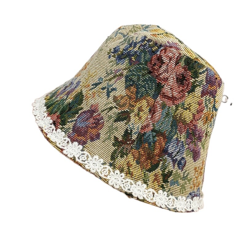 Women Floral Bucket Bush Hat Cap Fishing Sun Ethnic Lace Retro Fashion New