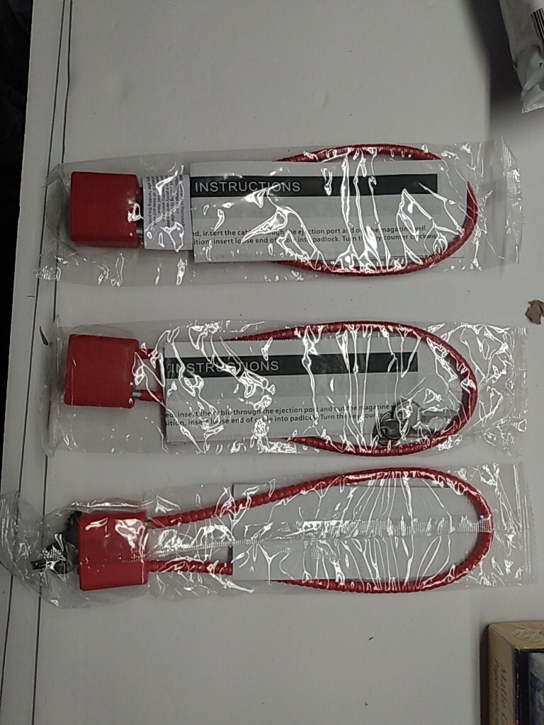 3 Cable Gun Locks for Pistol  Firearm Safety Device  2 Keys each. Brand New.