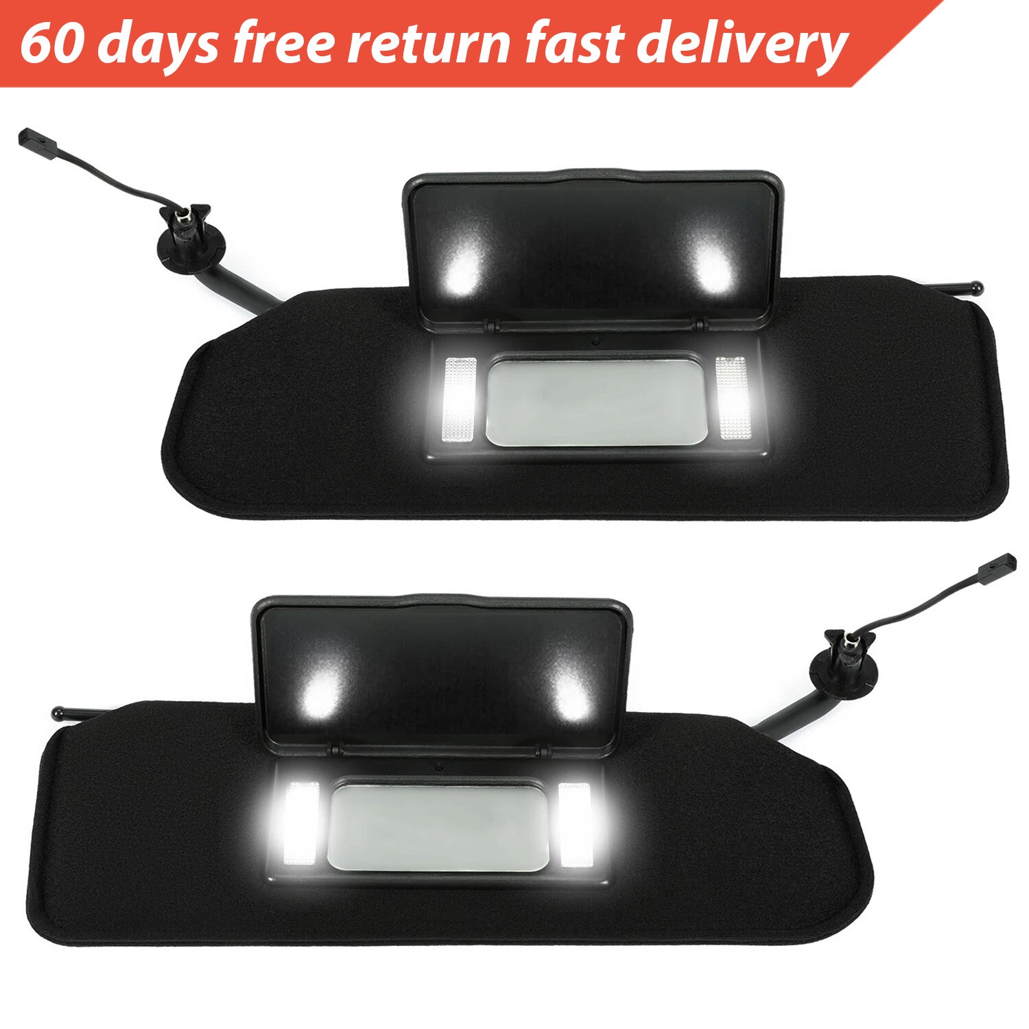 For 1997-2004 Corvette C5 Pair Updated Sun Visors Sun Shades W/Bright LED Light