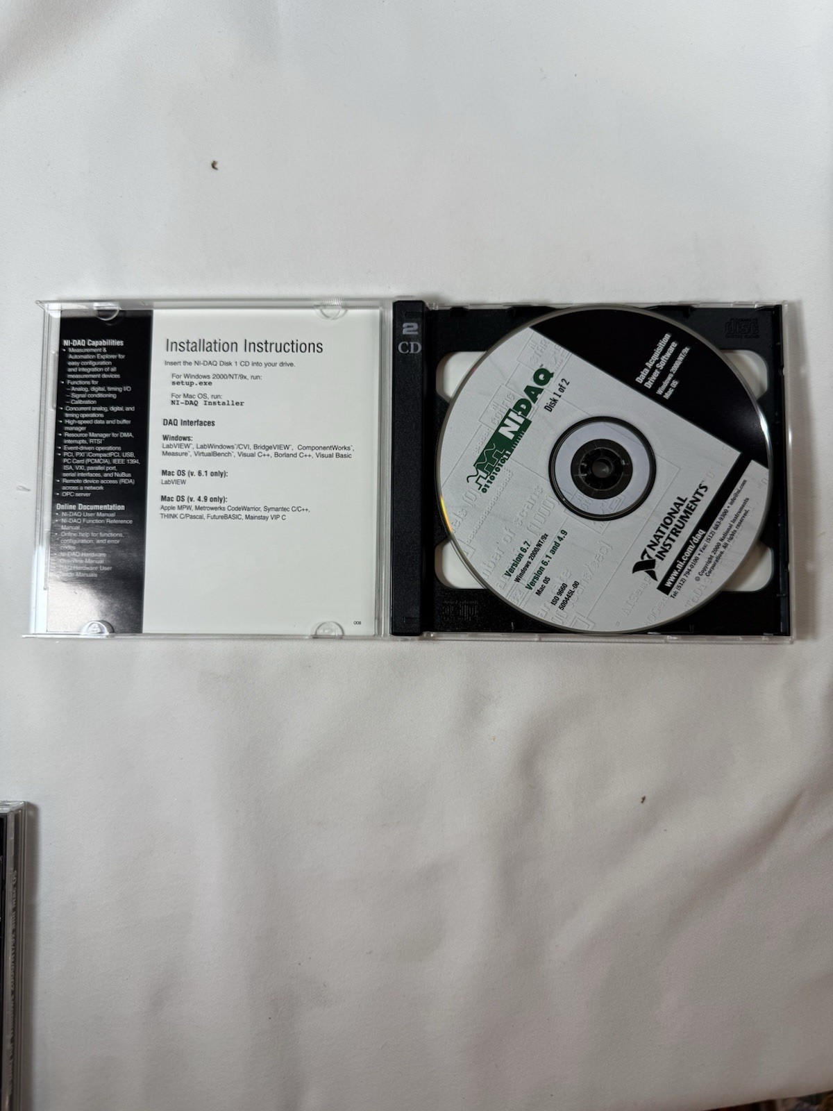 NI-DAQ Data Acquisition Driver Software 2-Disc Set - Windows 2000/NT/9x, Mac OS