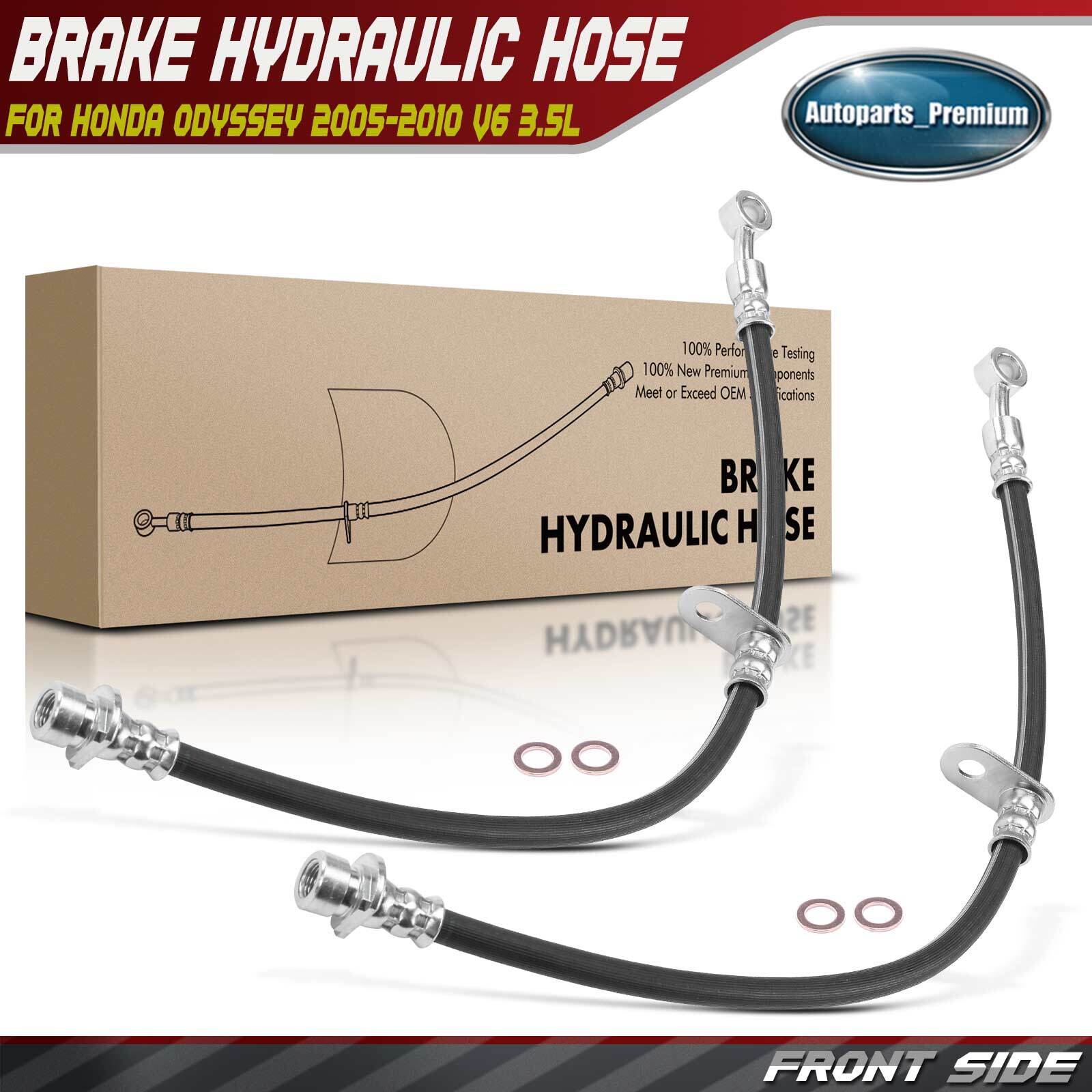 2x Front Left & Right Brake Hydraulic Hose for Honda Odyssey 2005-2010 V6 3.5L