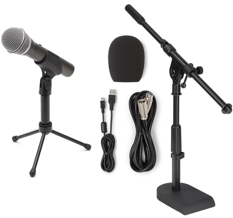 Samson Q2U Recording and Podcasting Pack USB/XLR Dynamic Microphone with Stand