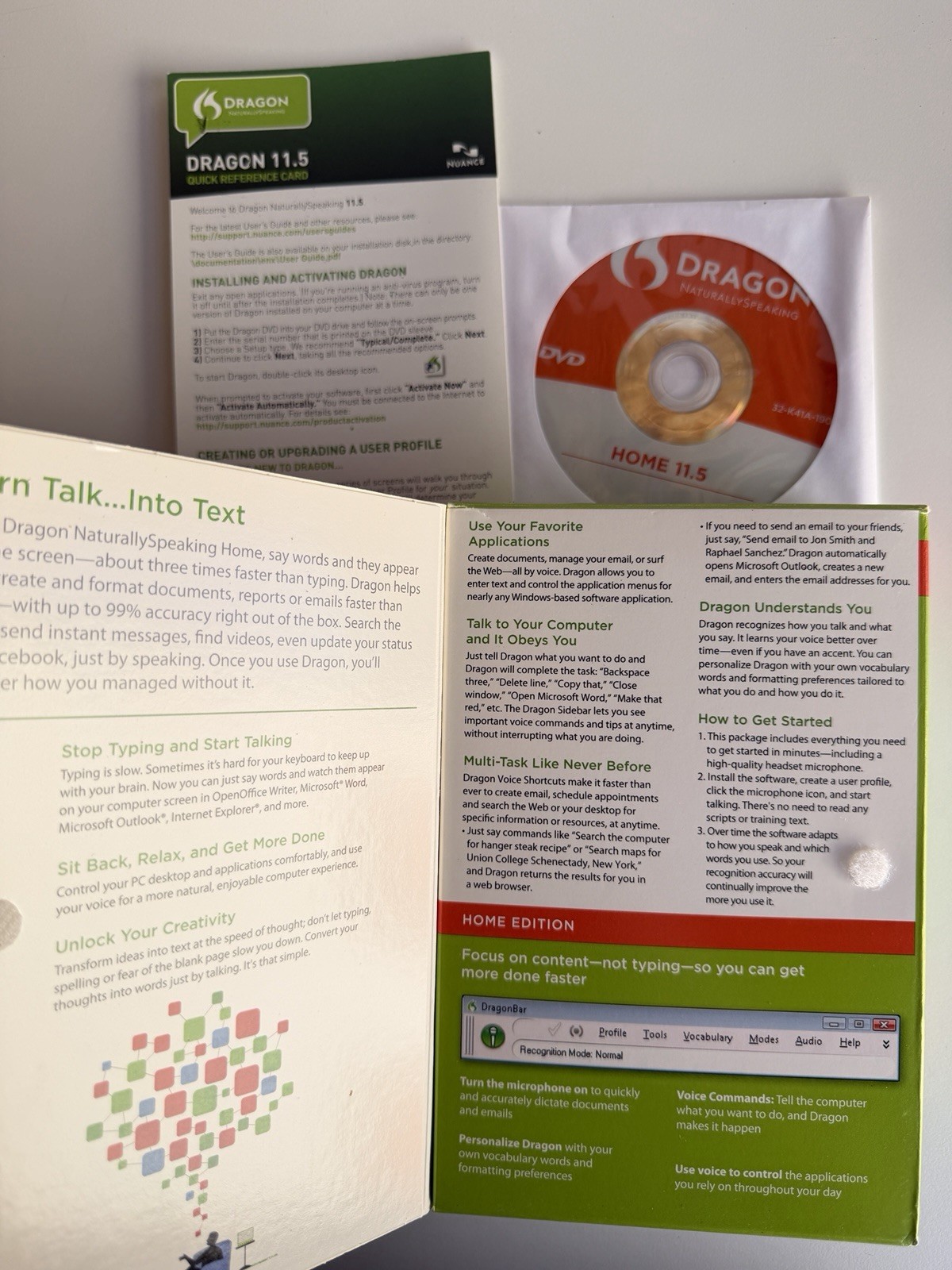 Dragon NaturallySpeaking Home 11.5 Speech Recognition Software w/ Headset PC